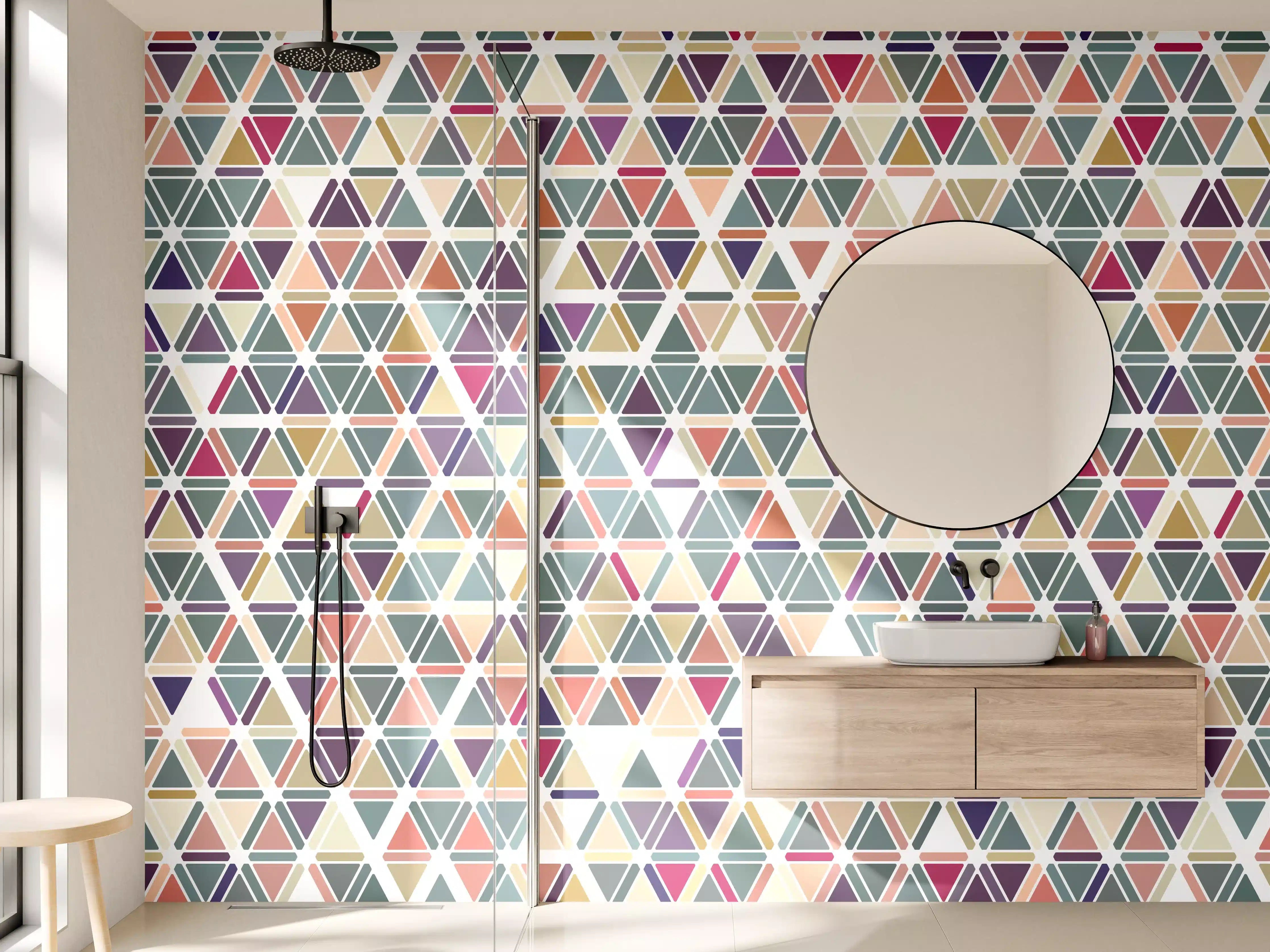 Wandverkleidung Bad - Graue Weißmuster in geometrischer Vielfalt