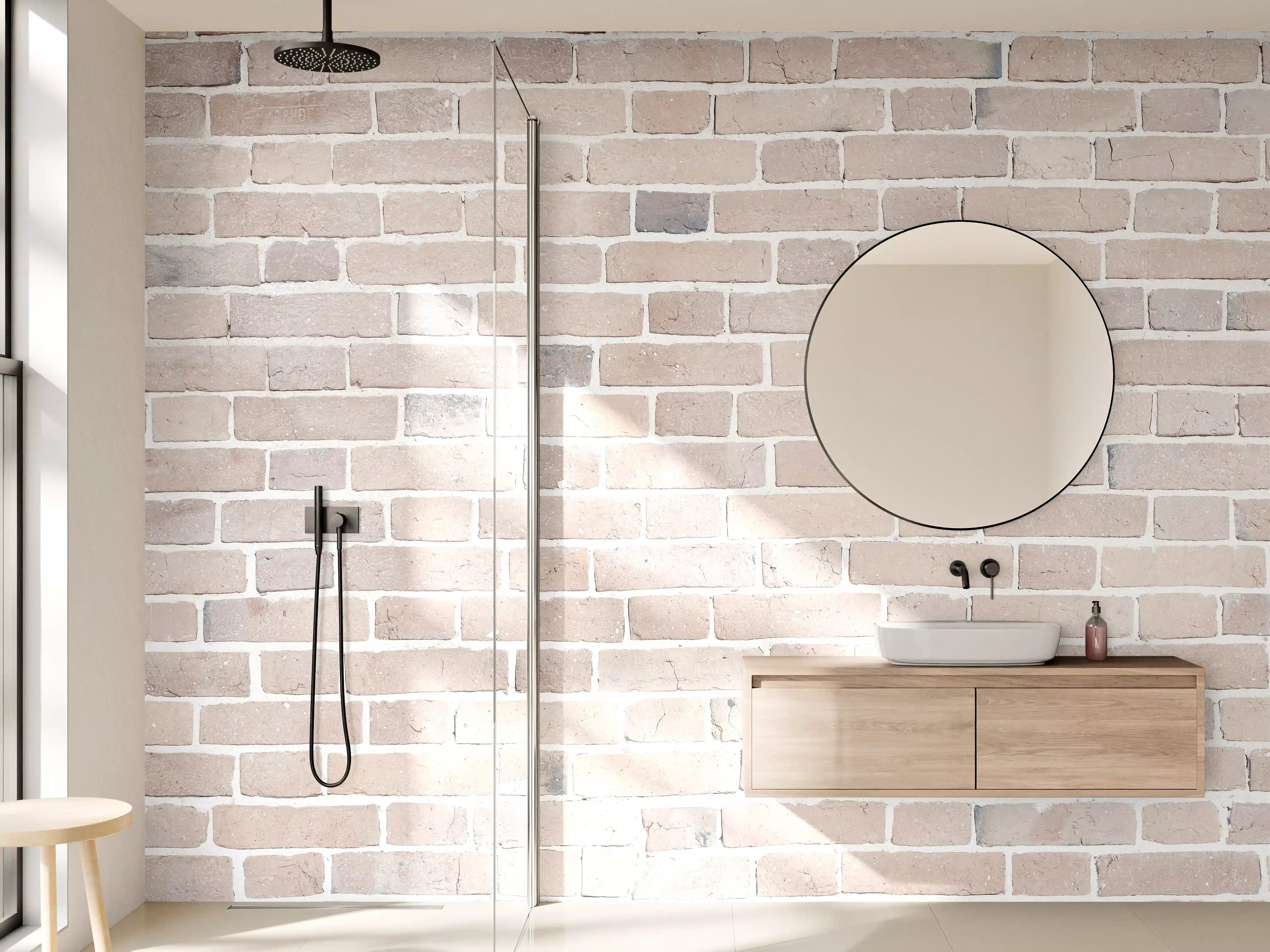 Wandverkleidung Bad - Graue Ziegel in sanften Tönen