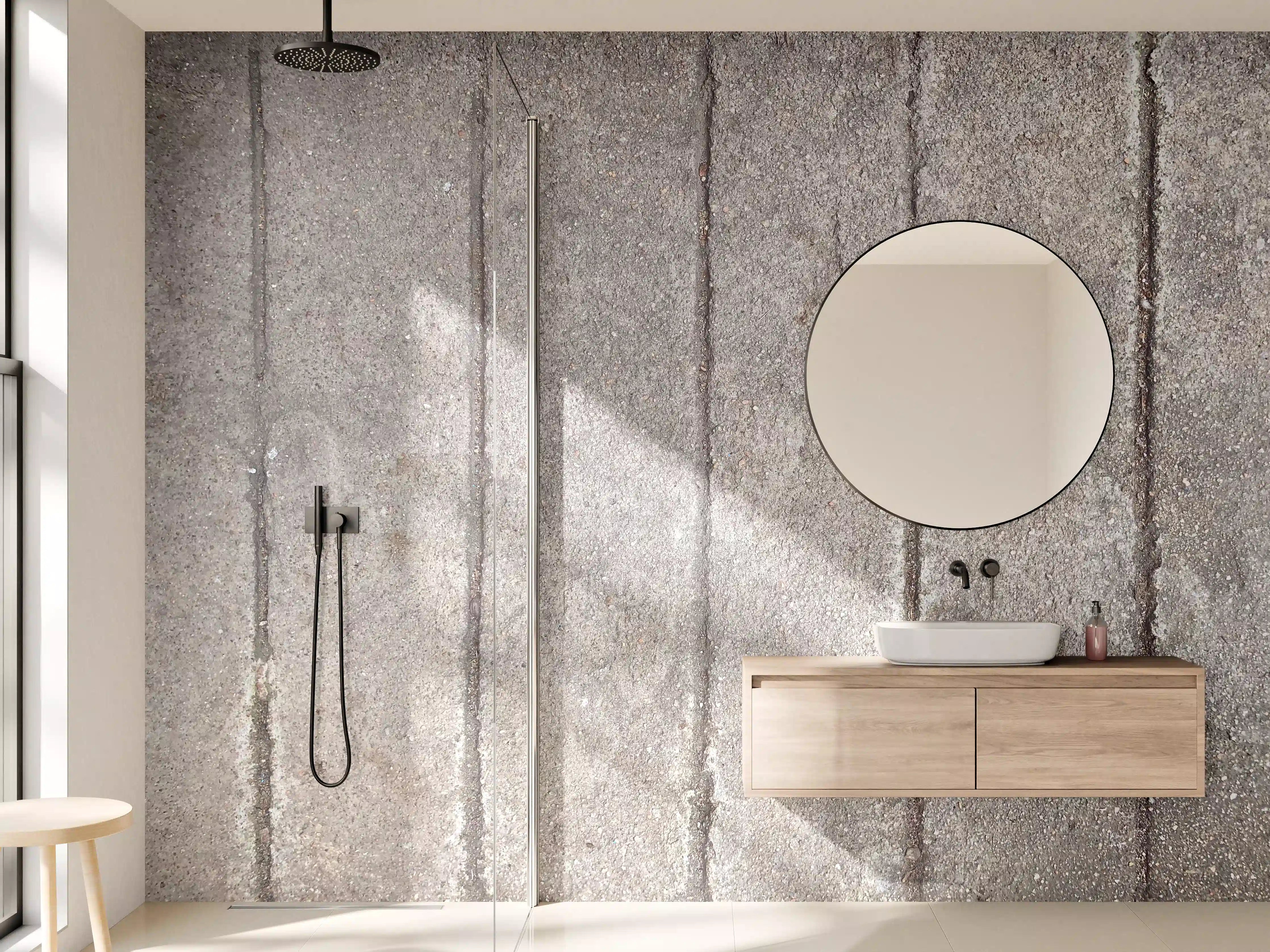 Wandverkleidung Bad - Graue Ziegelsteinmauer mit Textur