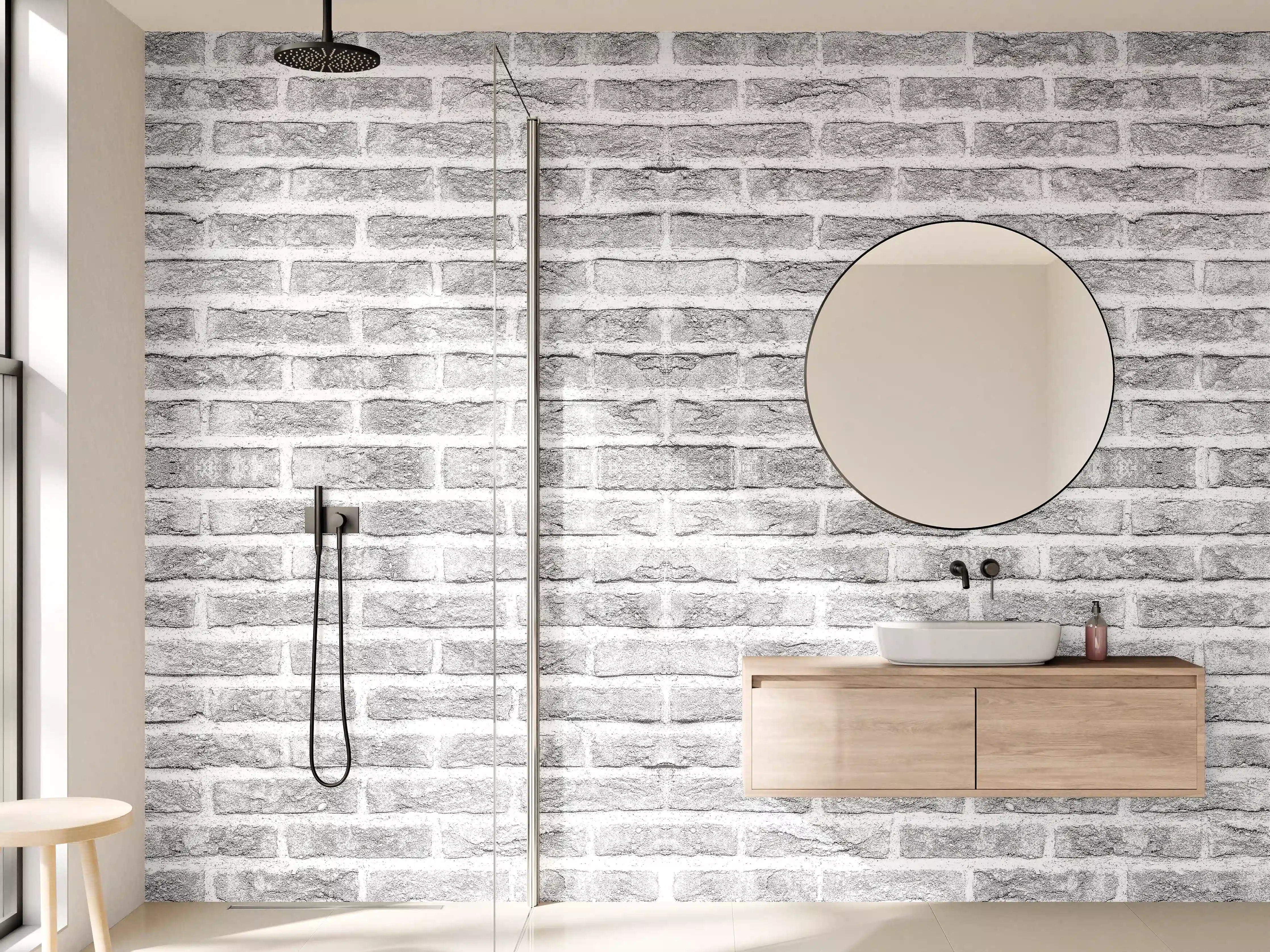 Wandverkleidung Bad - Graue alte Ziegelwand