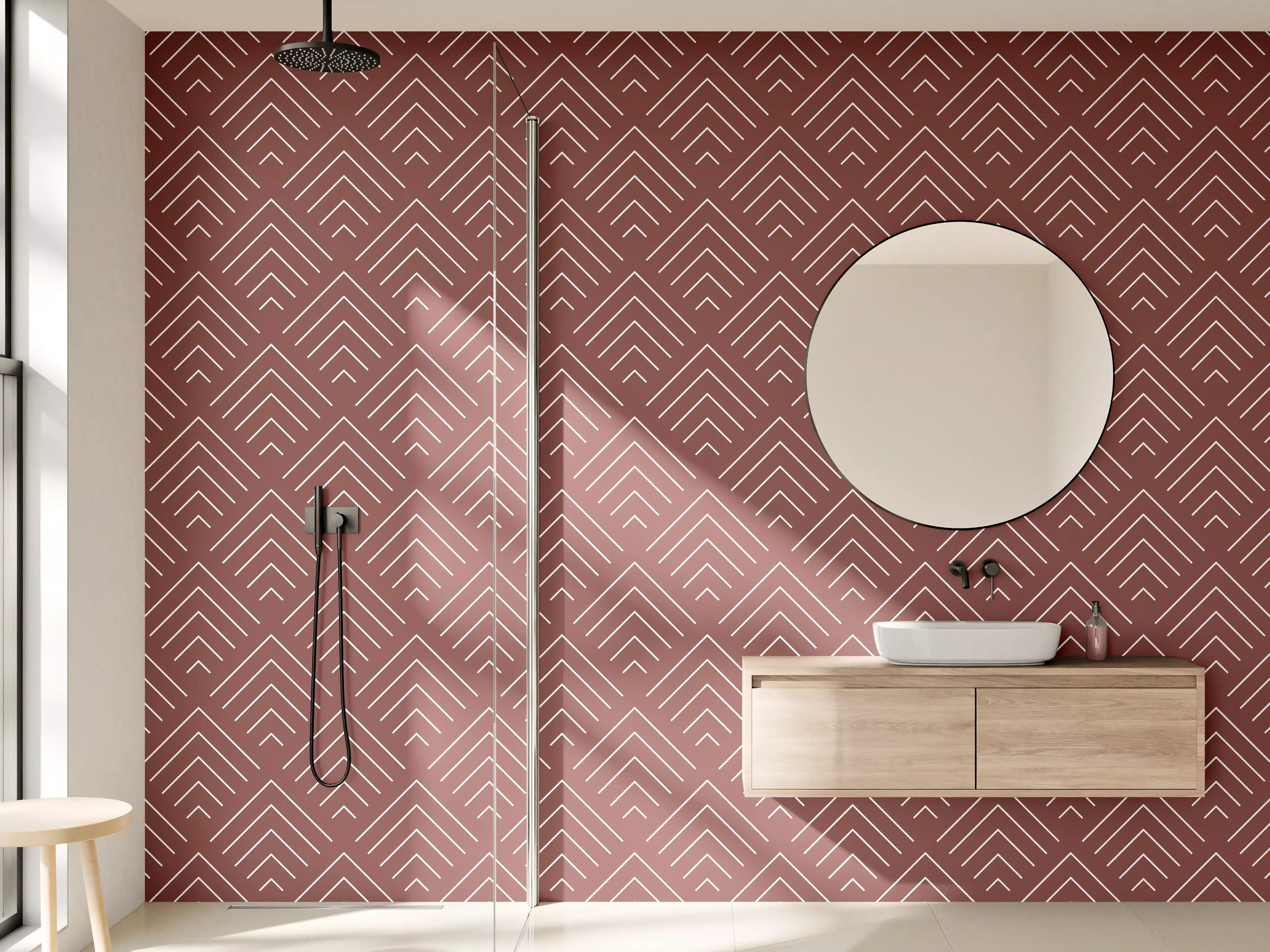 Wandverkleidung Bad - Graue und Braune Geometrien