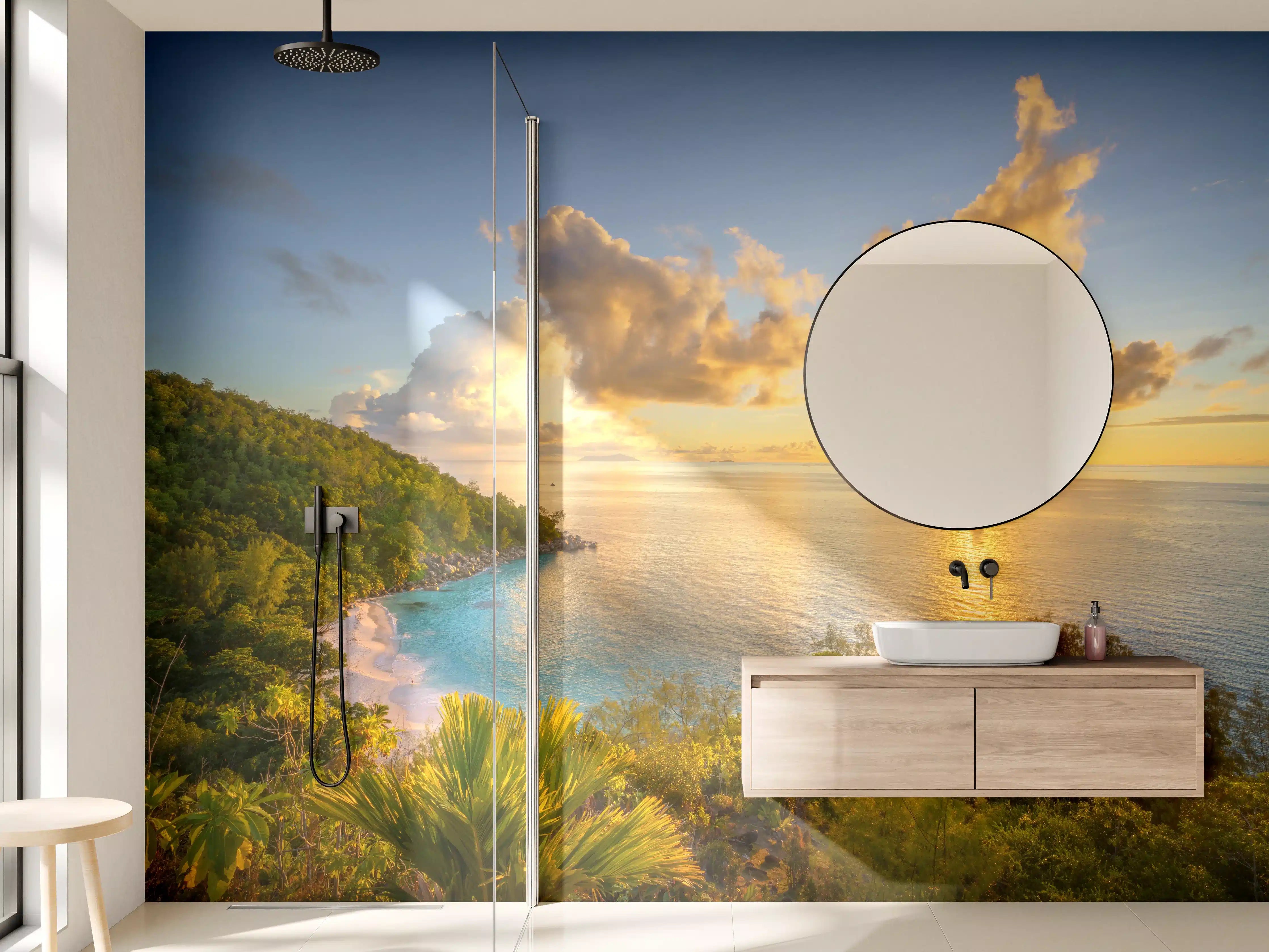 Wandverkleidung Bad - Grauer Dawn am Meeresrand