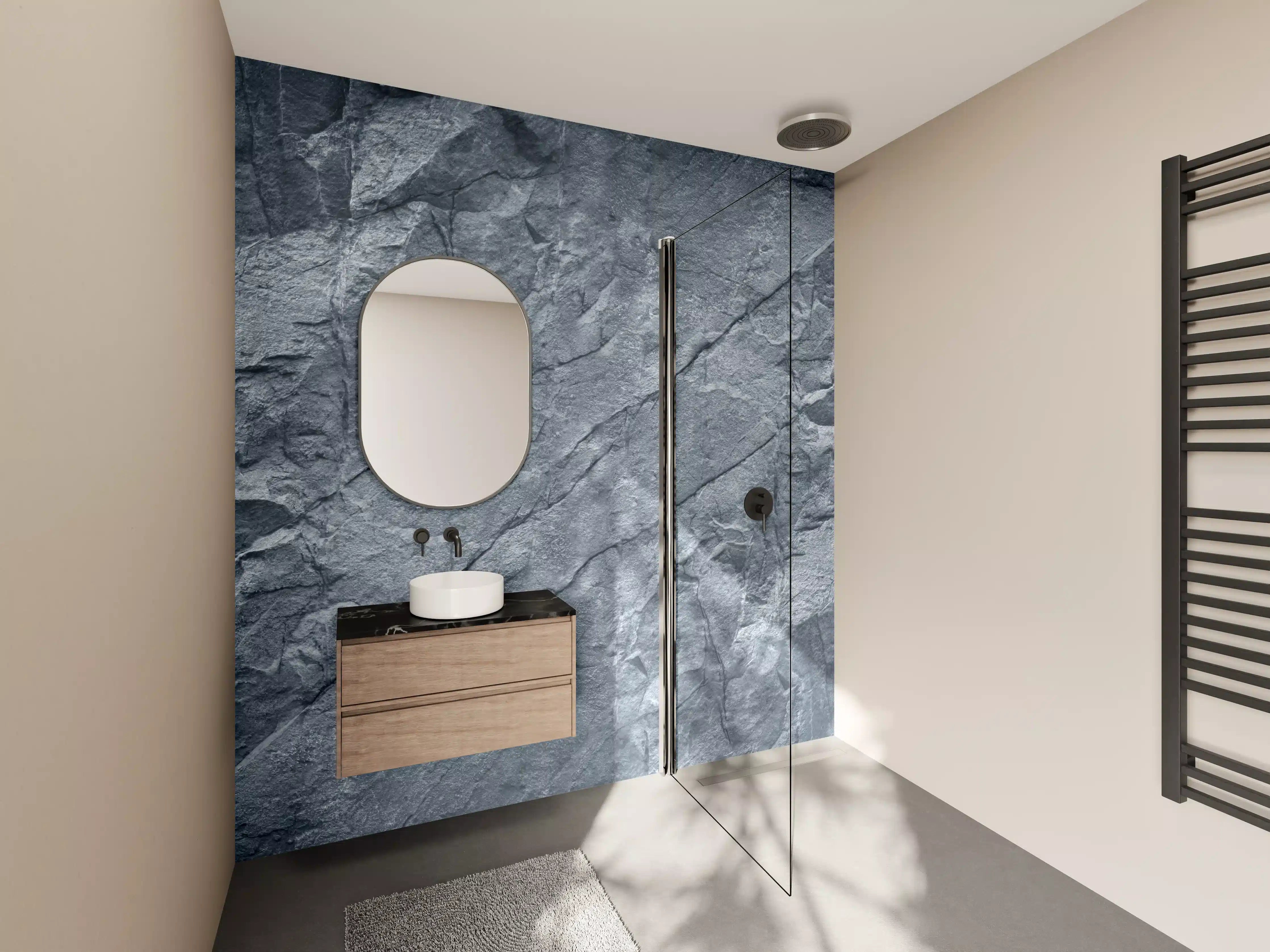 Wandverkleidung Bad - Grauer Fels