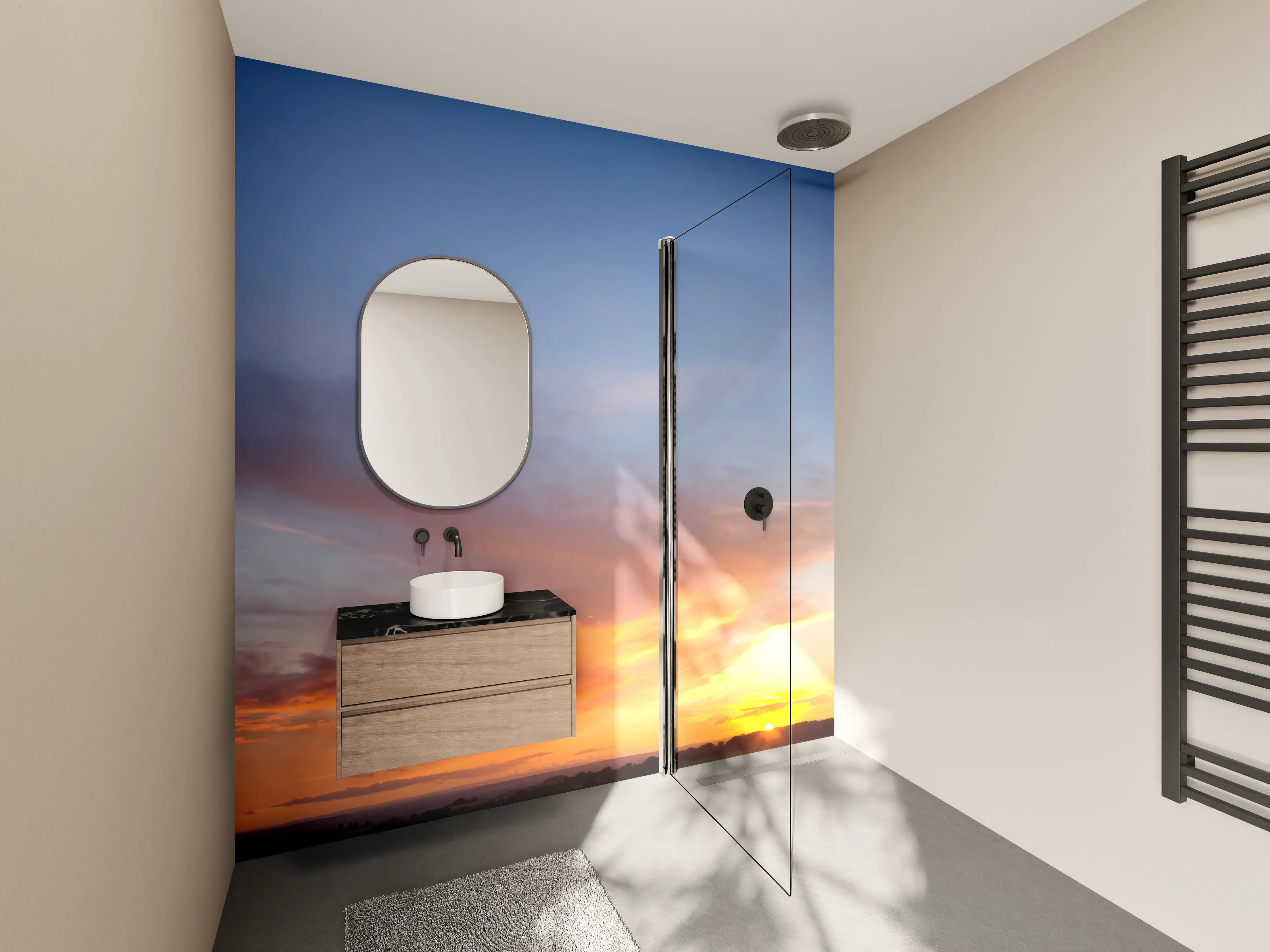 Wandverkleidung Bad - Grauer Leuchtfeuer bei Abendlicht