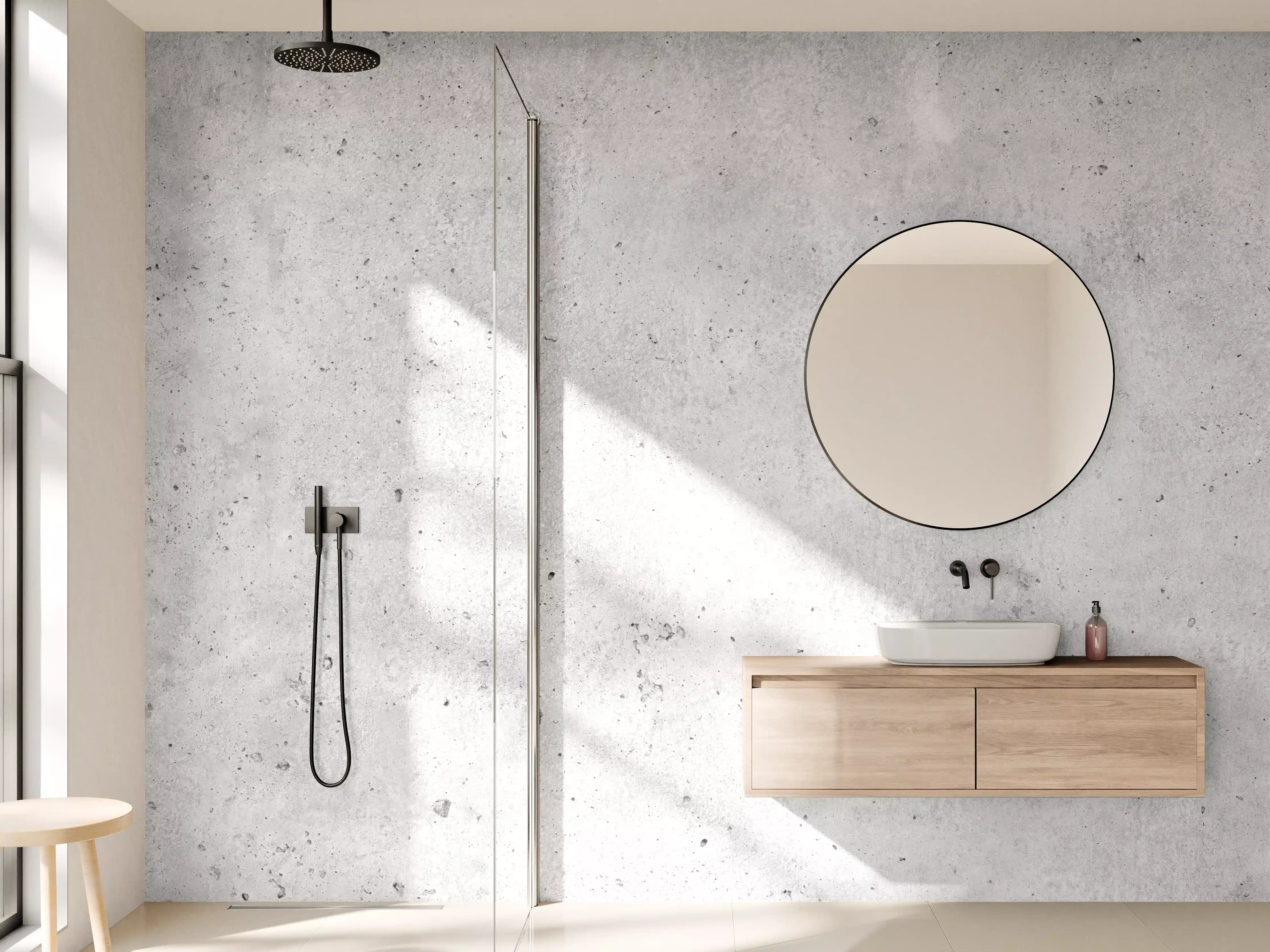 Wandverkleidung Bad - Grauer rauer Beton