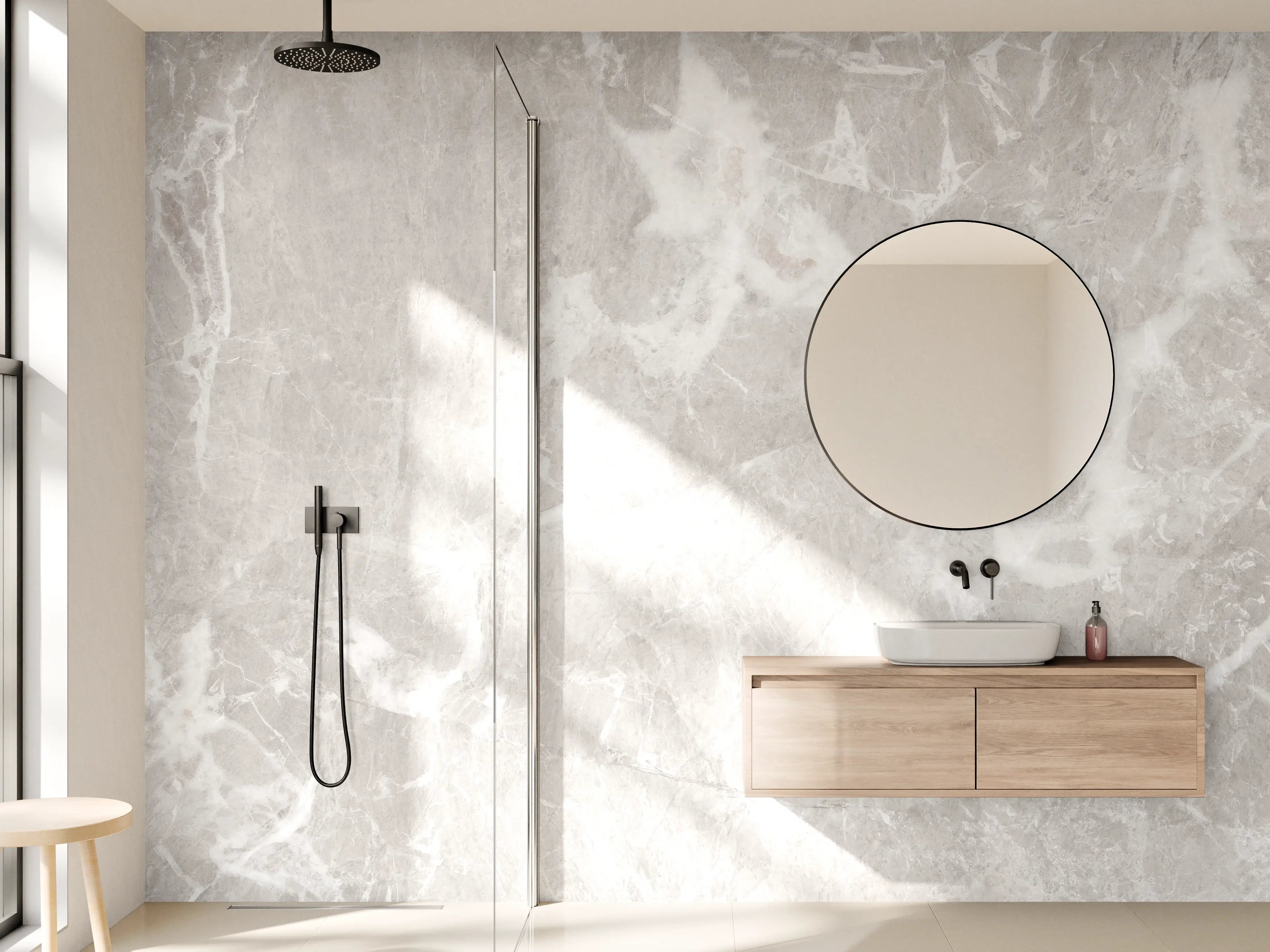 Wandverkleidung Bad - Graues Fliesen Muster