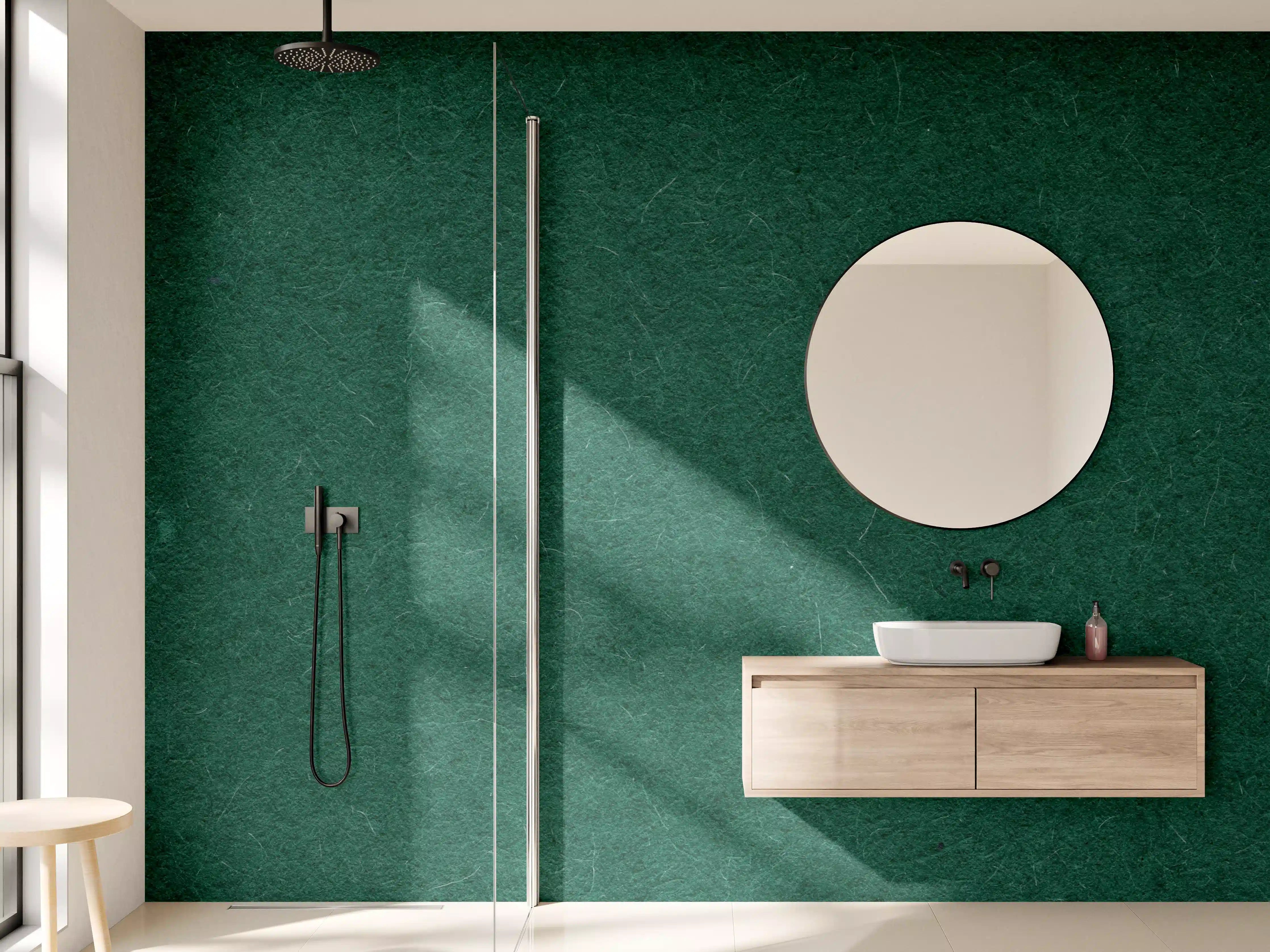 Wandverkleidung Bad - Grauwe Filzschicht