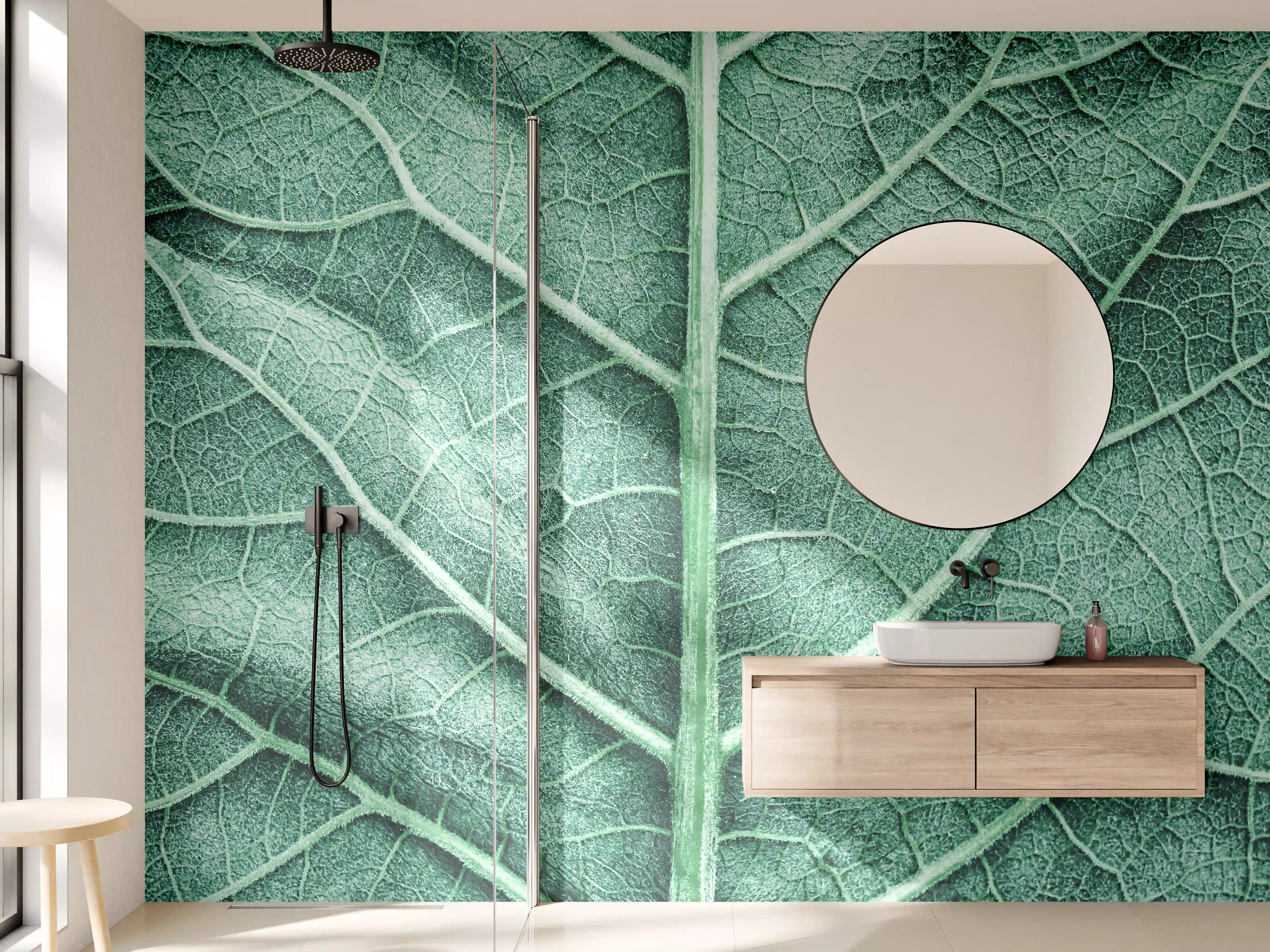Wandverkleidung Bad - Grüne Klettenblatt-Textur