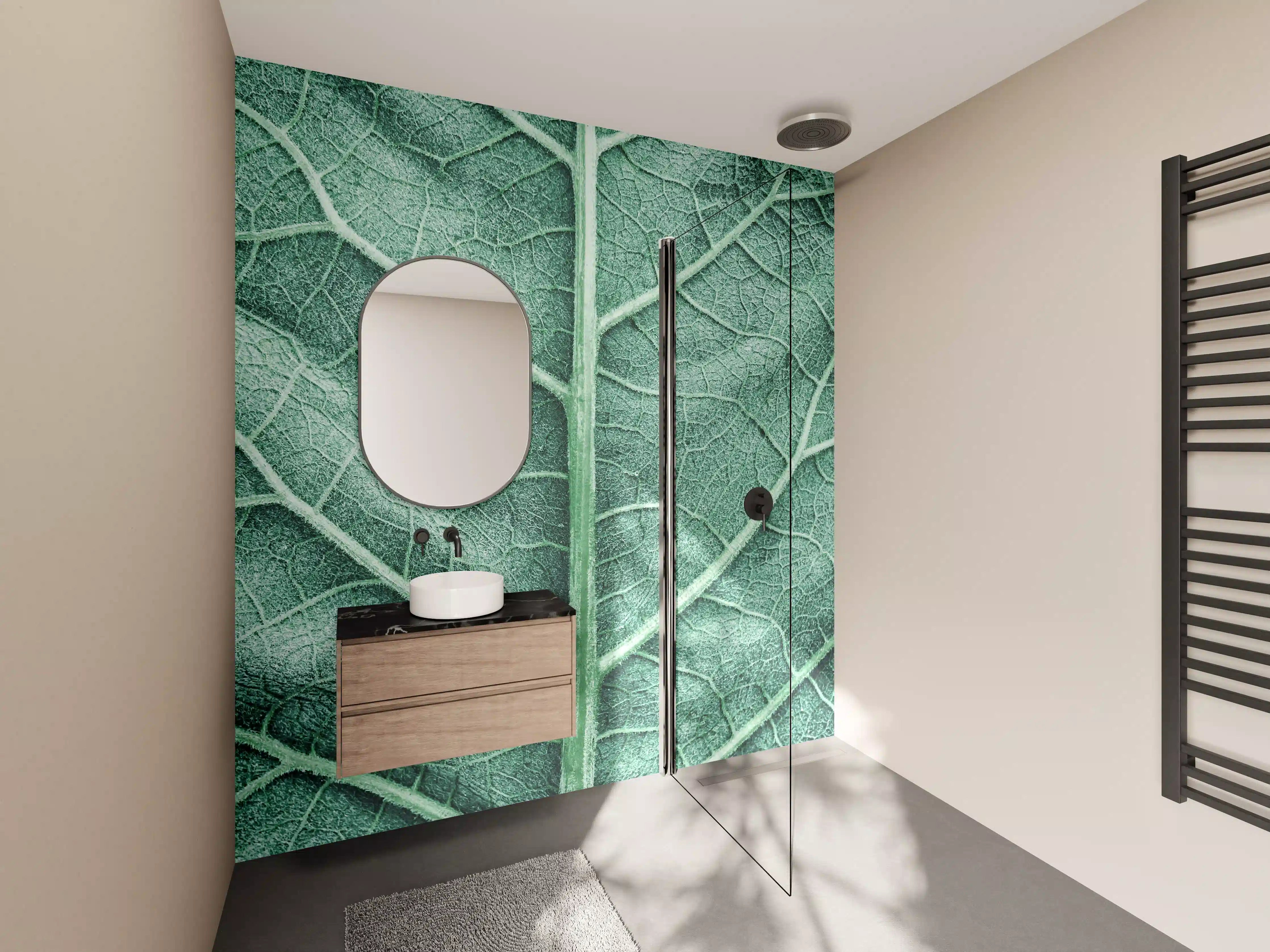 Wandverkleidung Bad - Grüne Klettenblatt-Textur