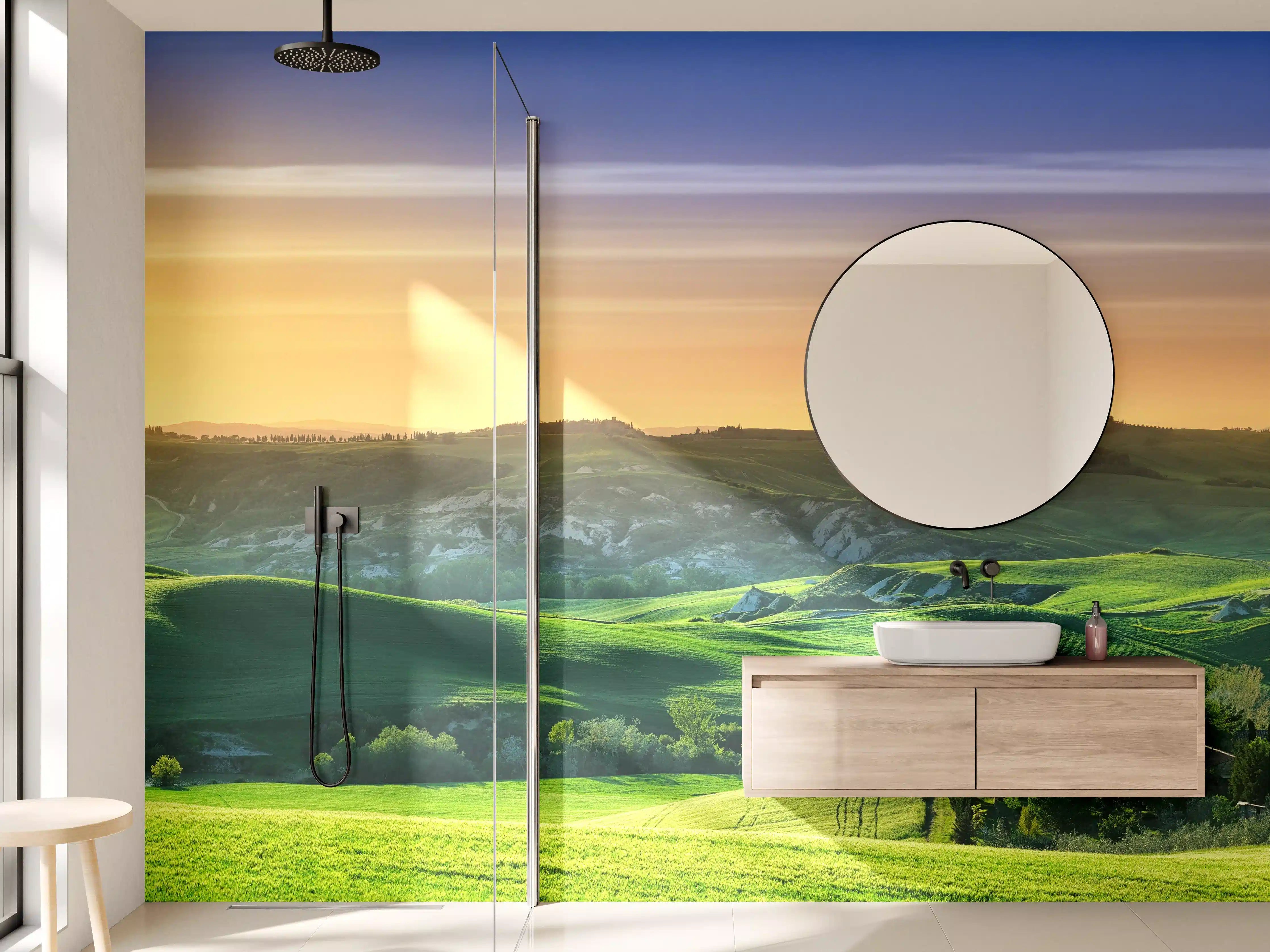 Wandverkleidung Bad - Grüne Toskana Panorama