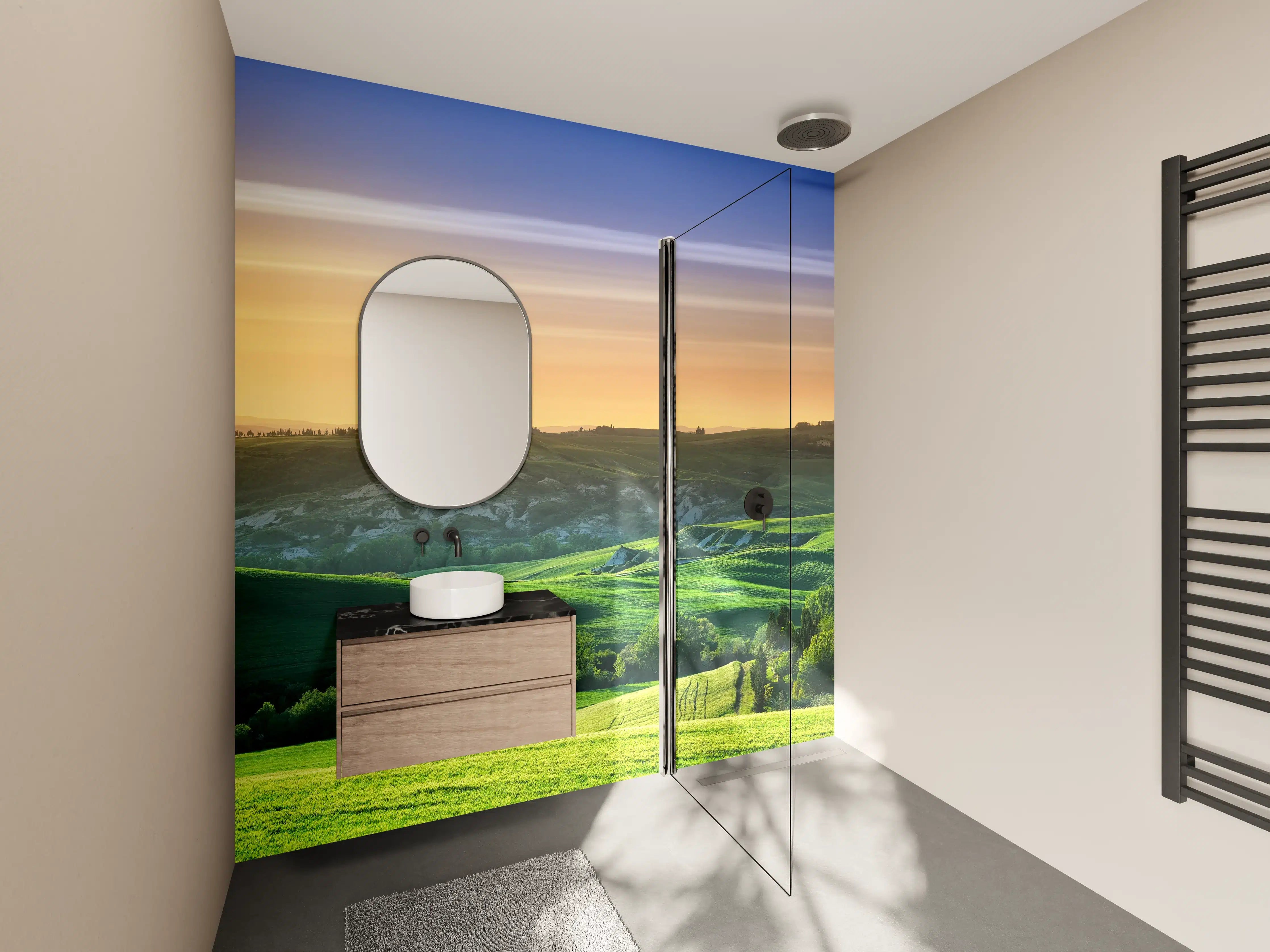 Wandverkleidung Bad - Grüne Toskana Panorama