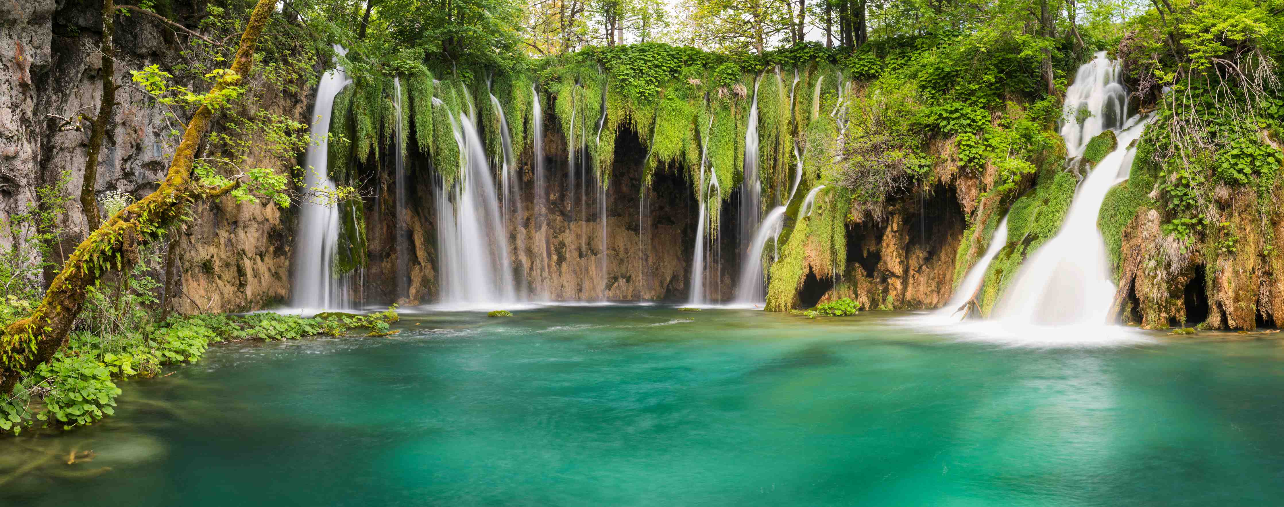 Wandverkleidung Bad-Grüner Wasserfall in Naturidylle