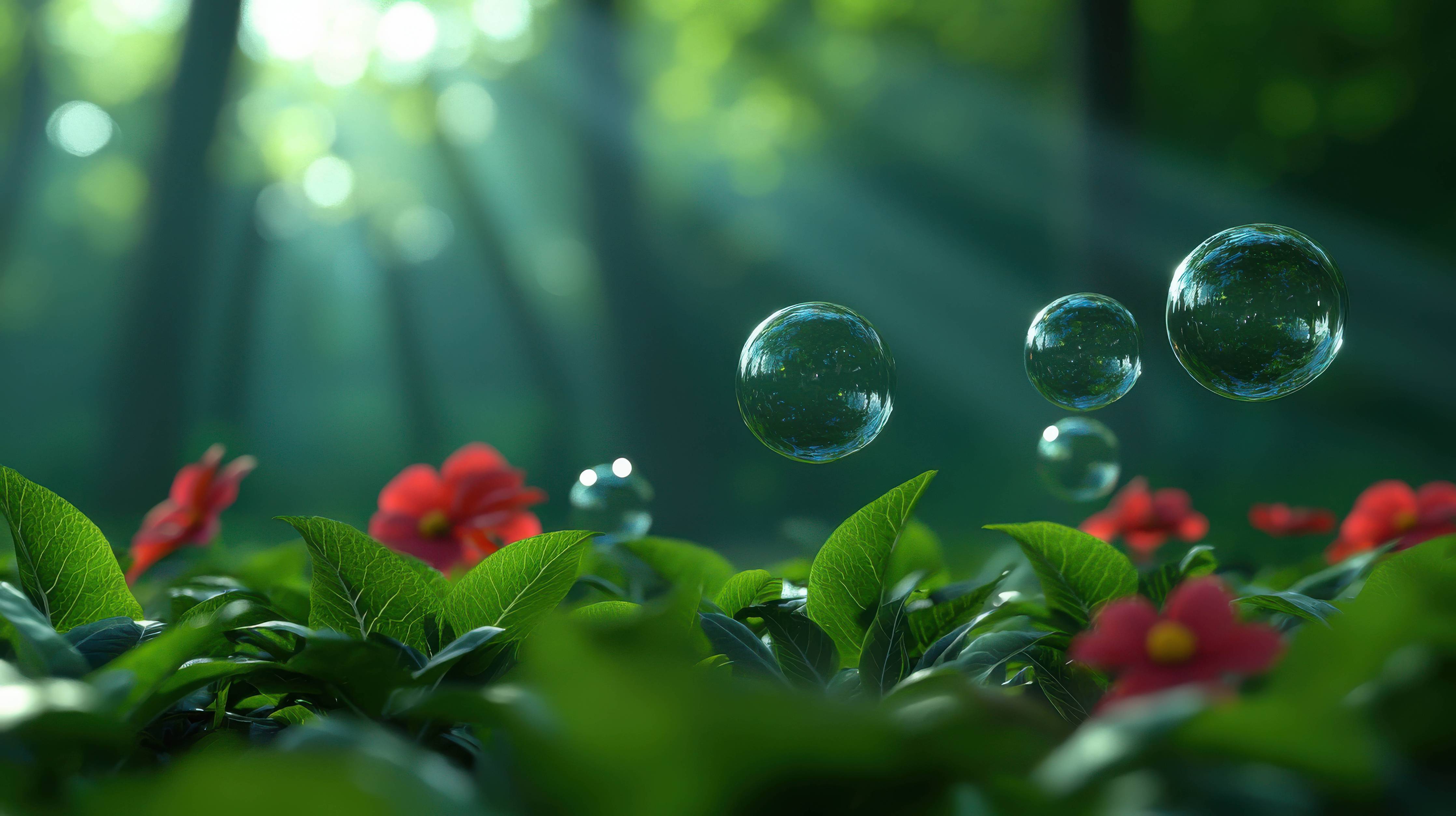 Wandverkleidung Bad-Grünes Dschungel- und Wasserbälge mit Sonnenlicht