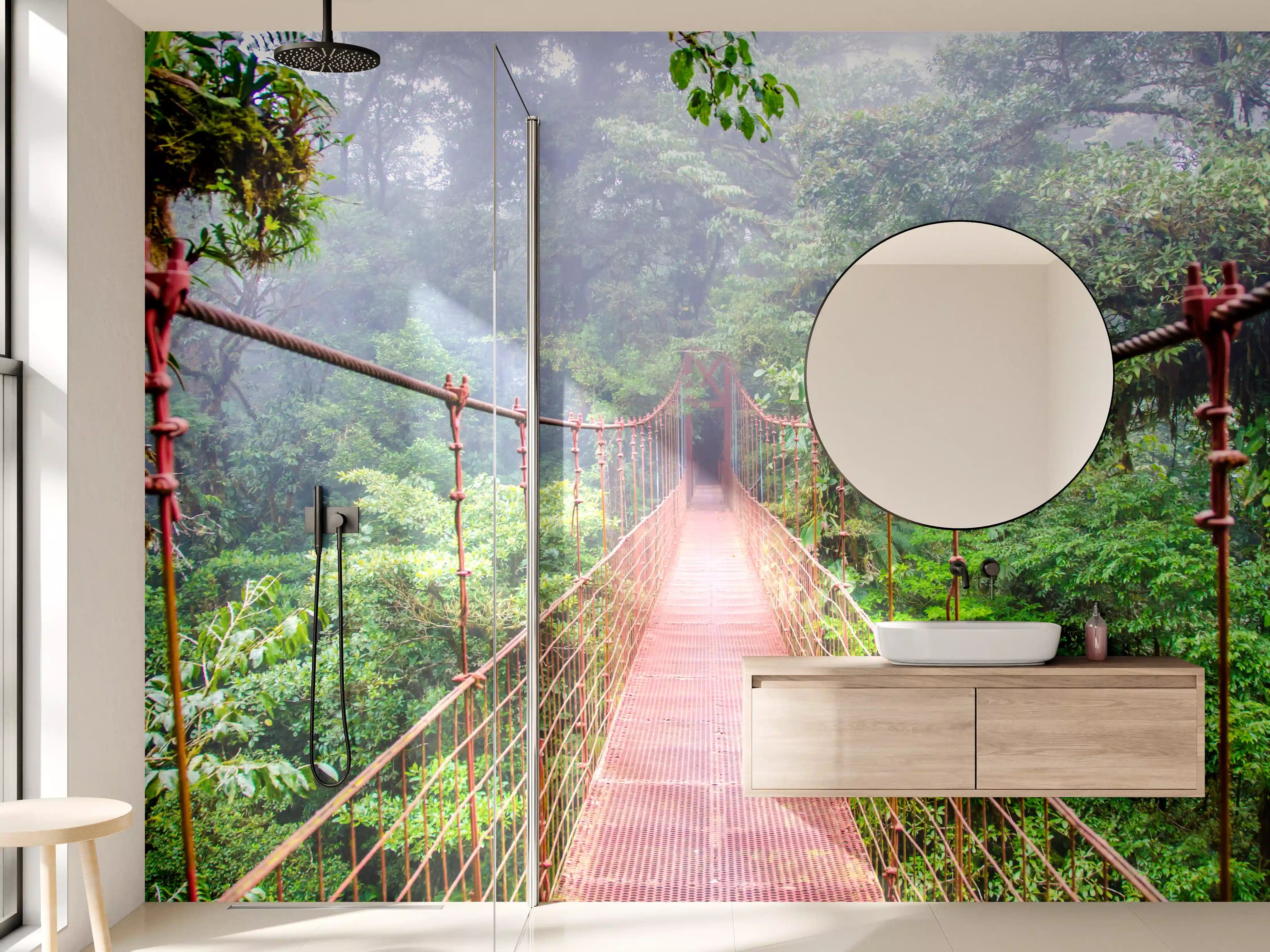 Wandverkleidung Bad - Hängebrücke im Regenwald Costa Rica