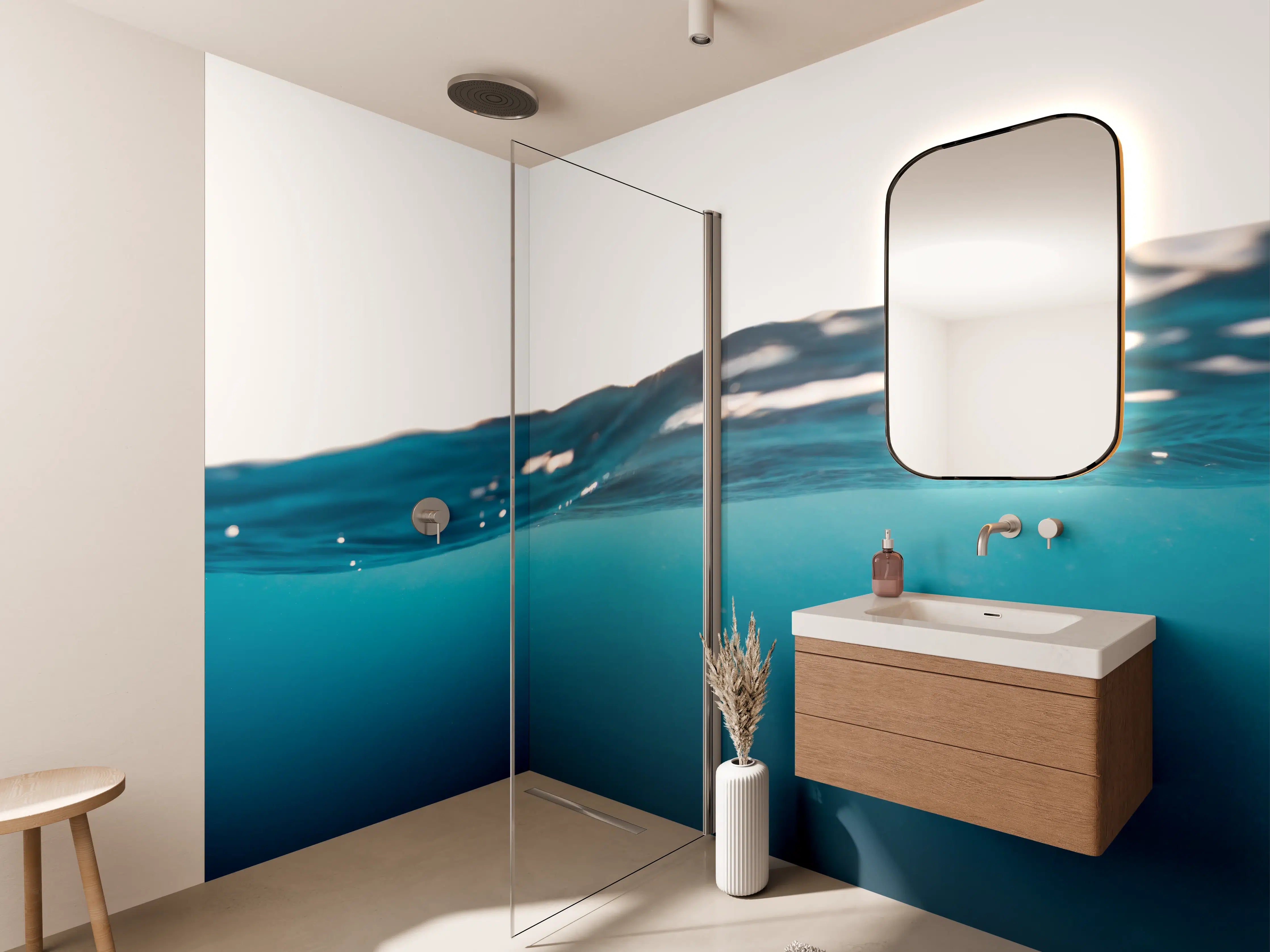 Wandverkleidung Bad - Harmonische Wasserwelle