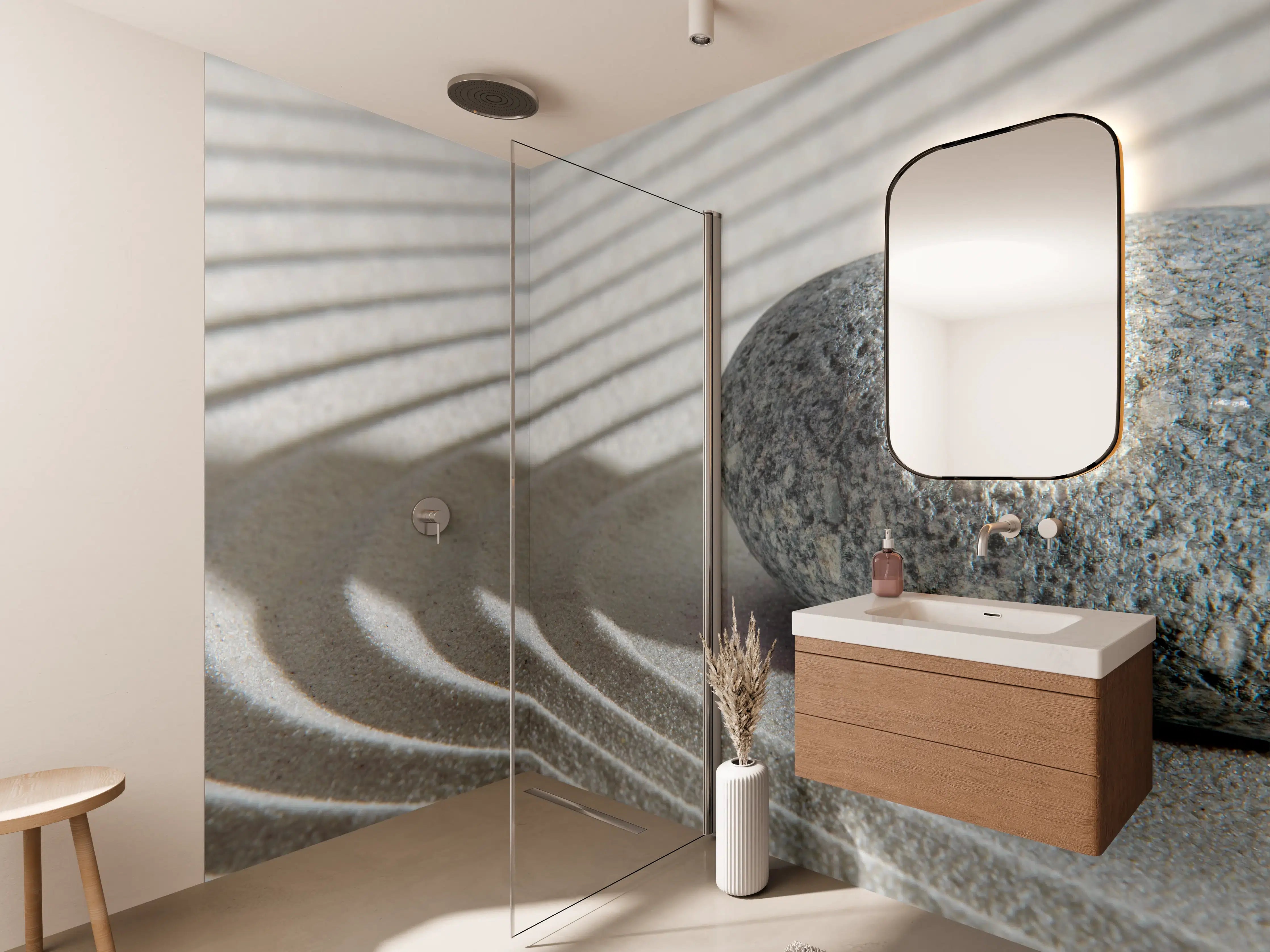 Wandverkleidung Bad - Harmonische Zen-Garten Komposition