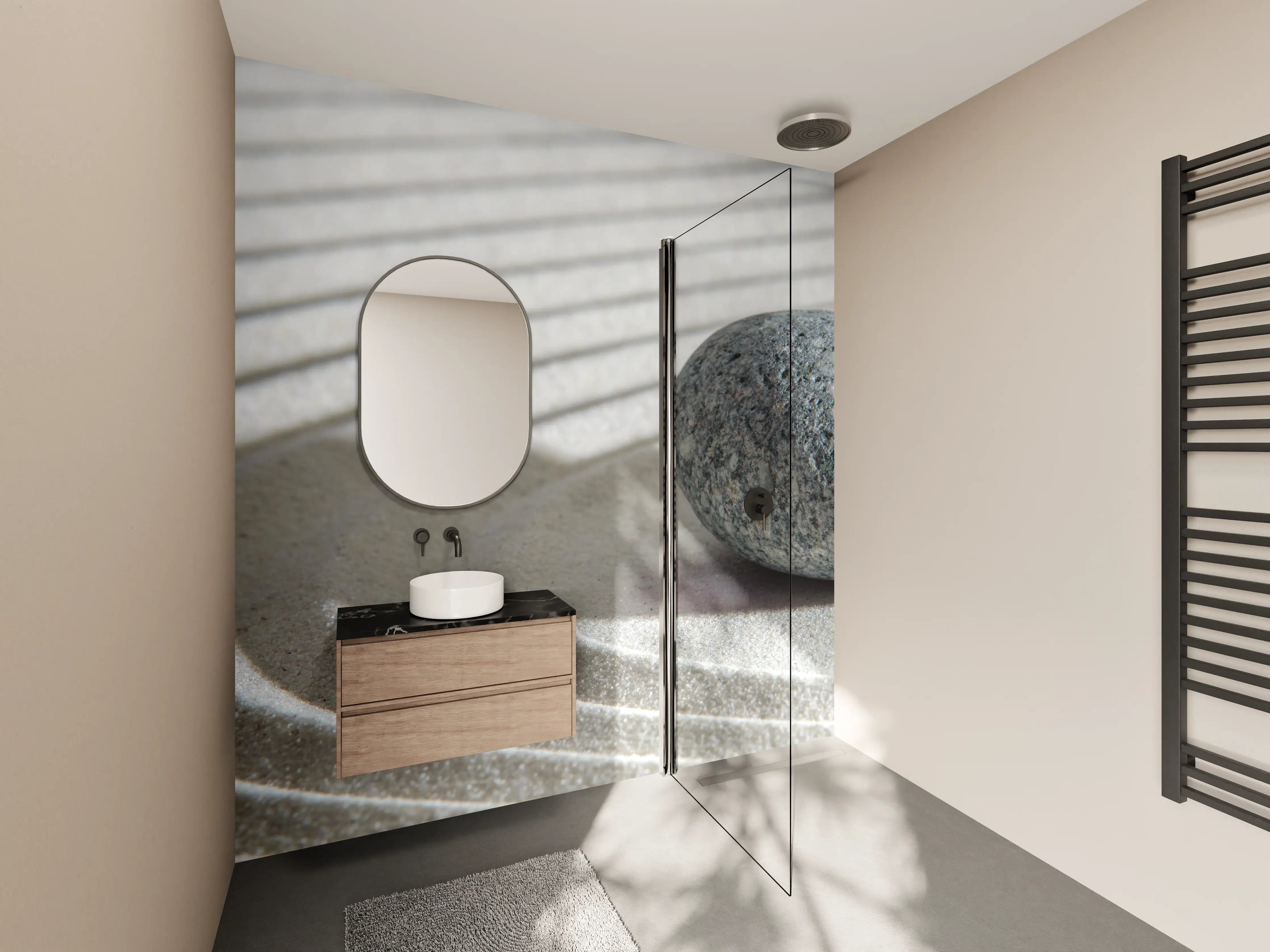 Wandverkleidung Bad - Harmonische Zen-Garten Komposition