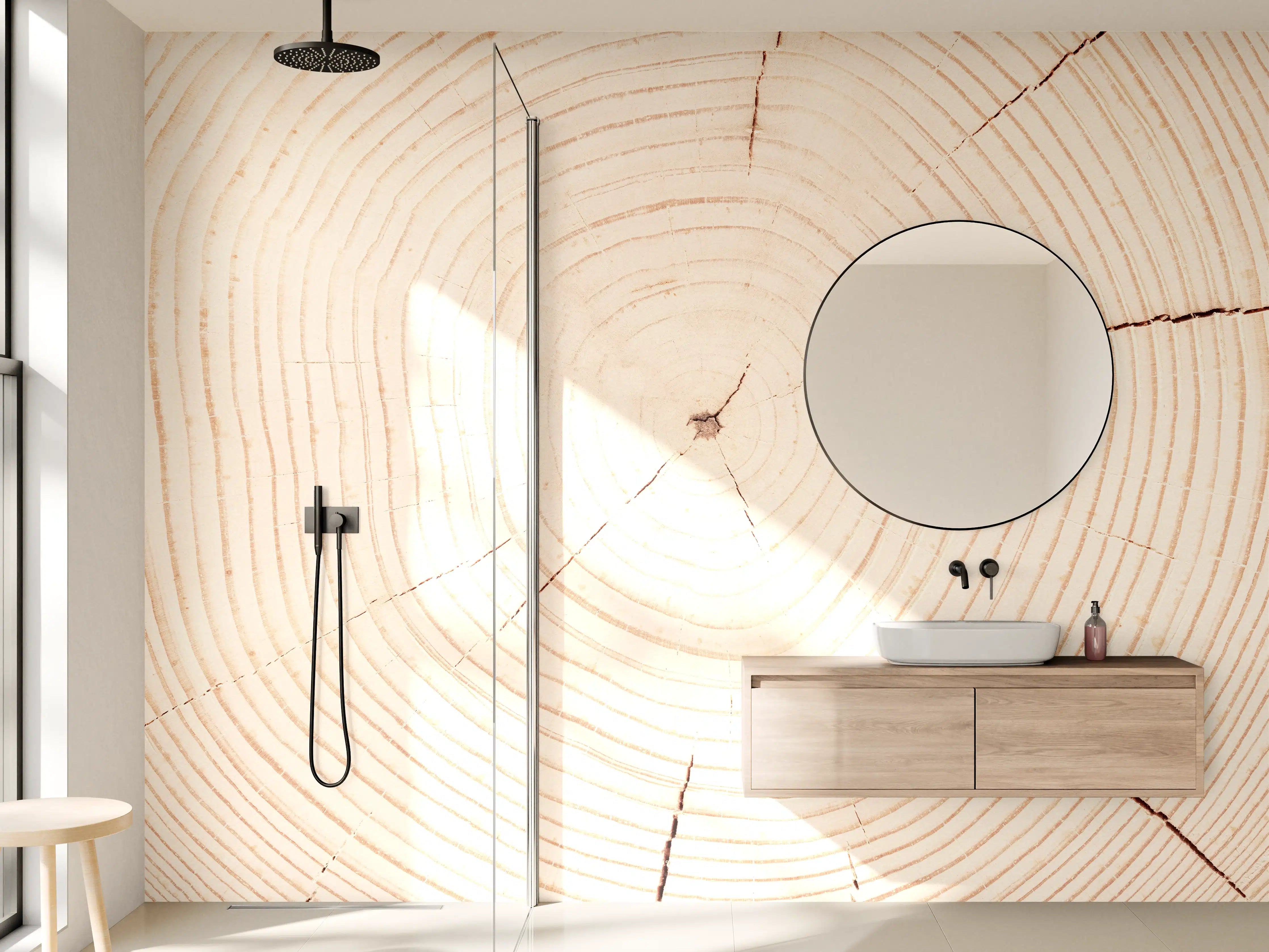 Wandverkleidung Bad - Helle Holzmaserung mit Naturtextur