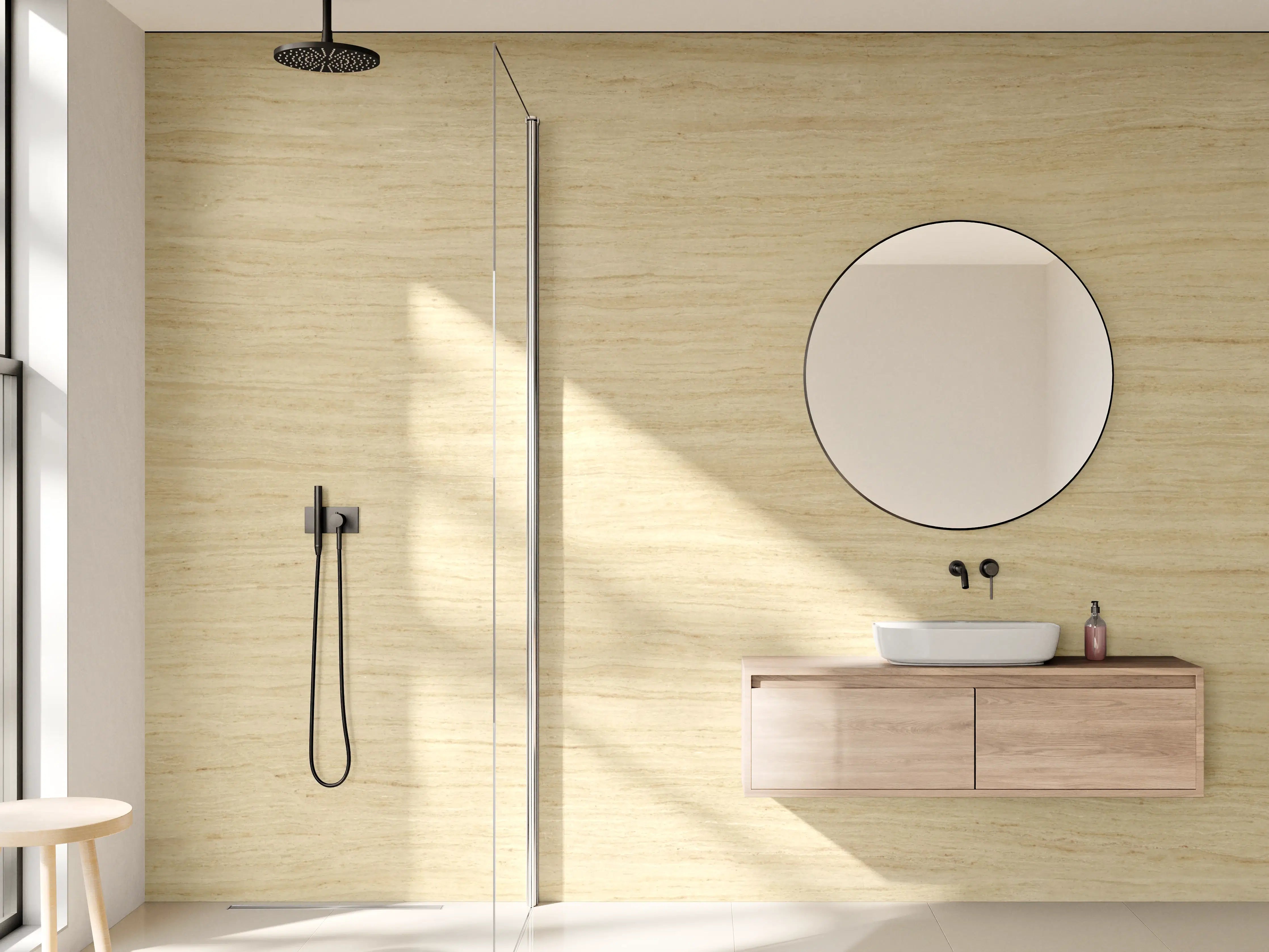 Wandverkleidung Bad - Helle feine Holzoptik