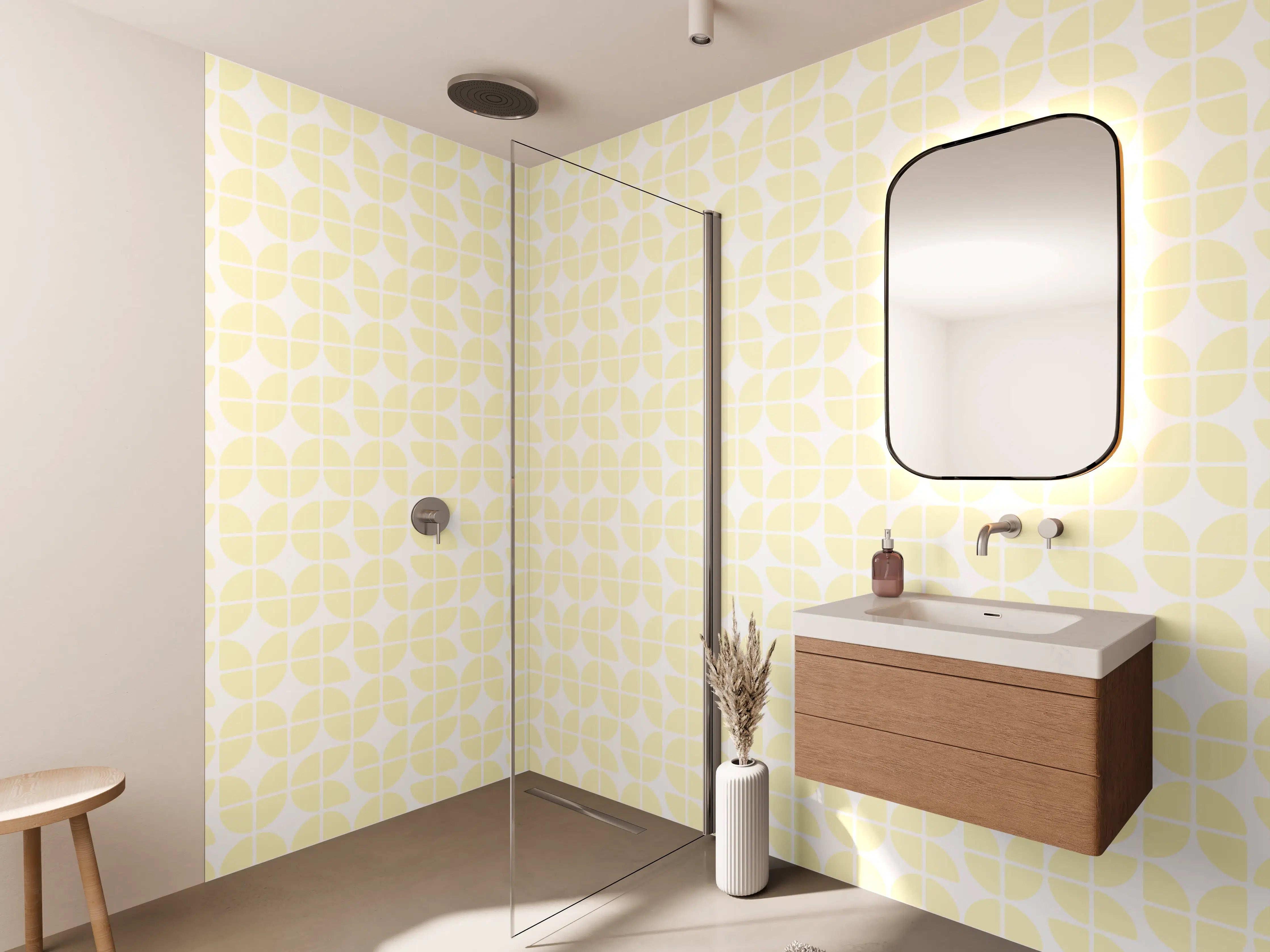 Wandverkleidung Bad - Helle, sanfte Blumenmuster