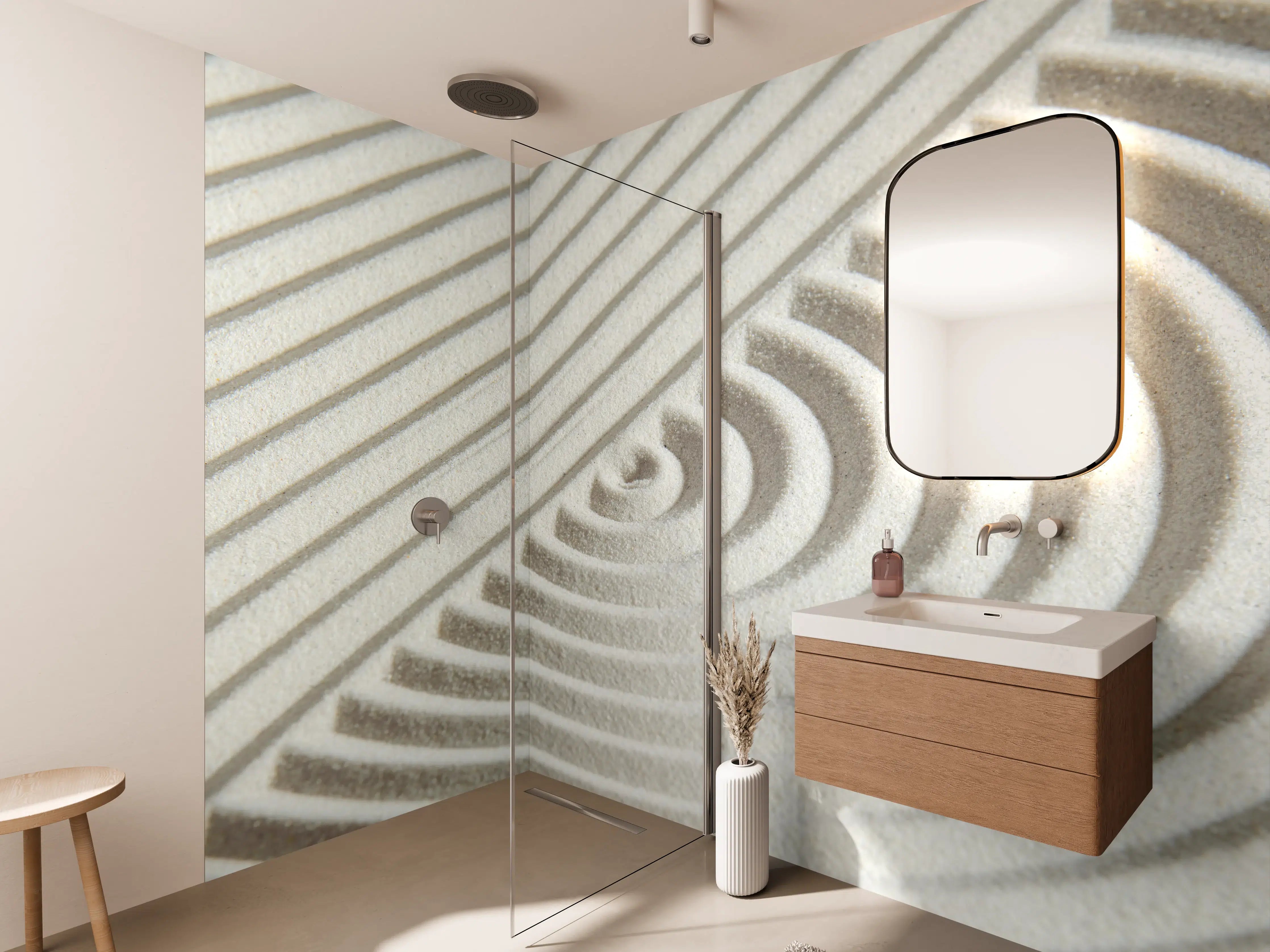 Wandverkleidung Bad - Helle, strukturierte Sandstein-Oberfläche