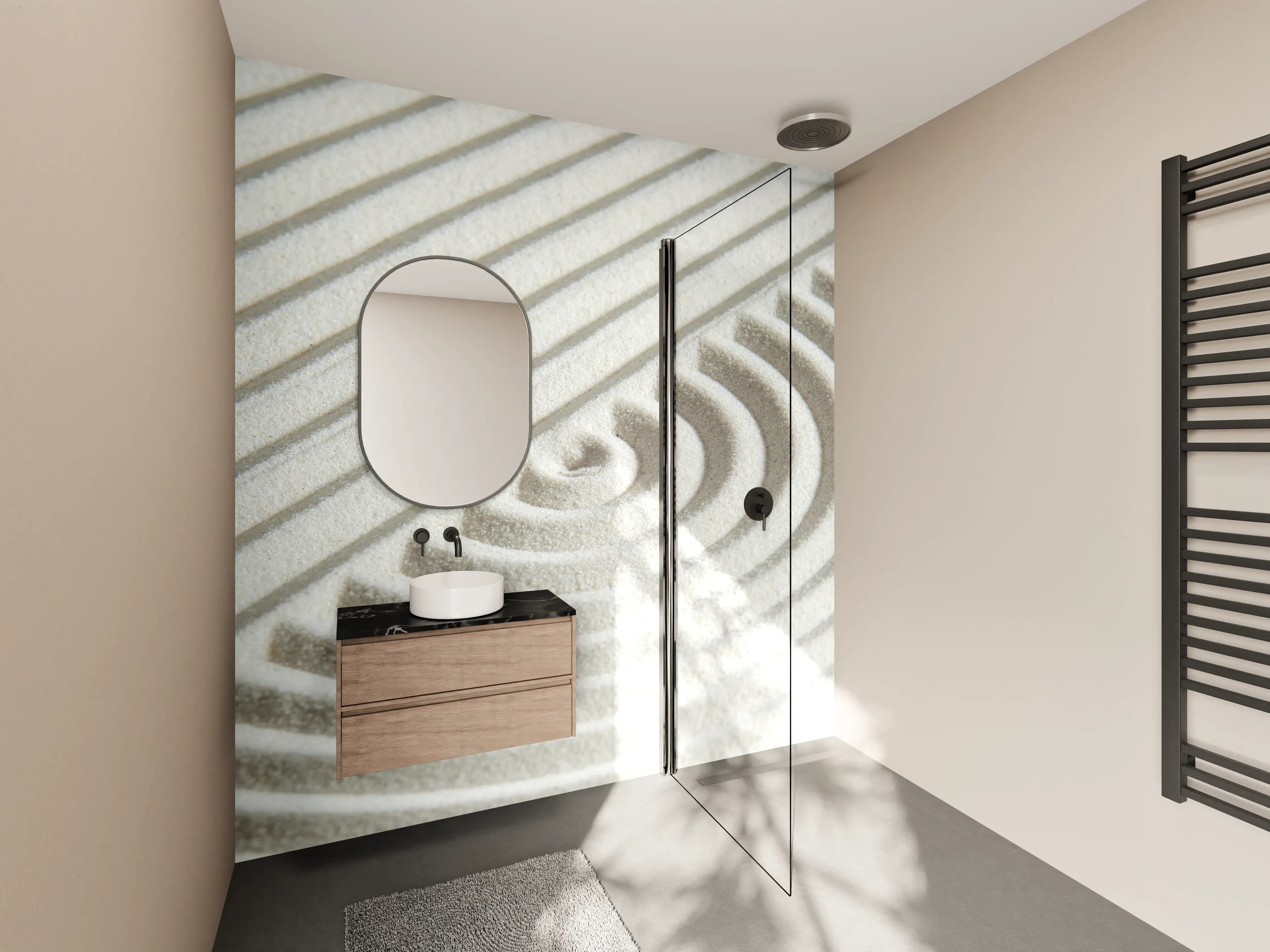 Wandverkleidung Bad - Helle, strukturierte Sandstein-Oberfläche