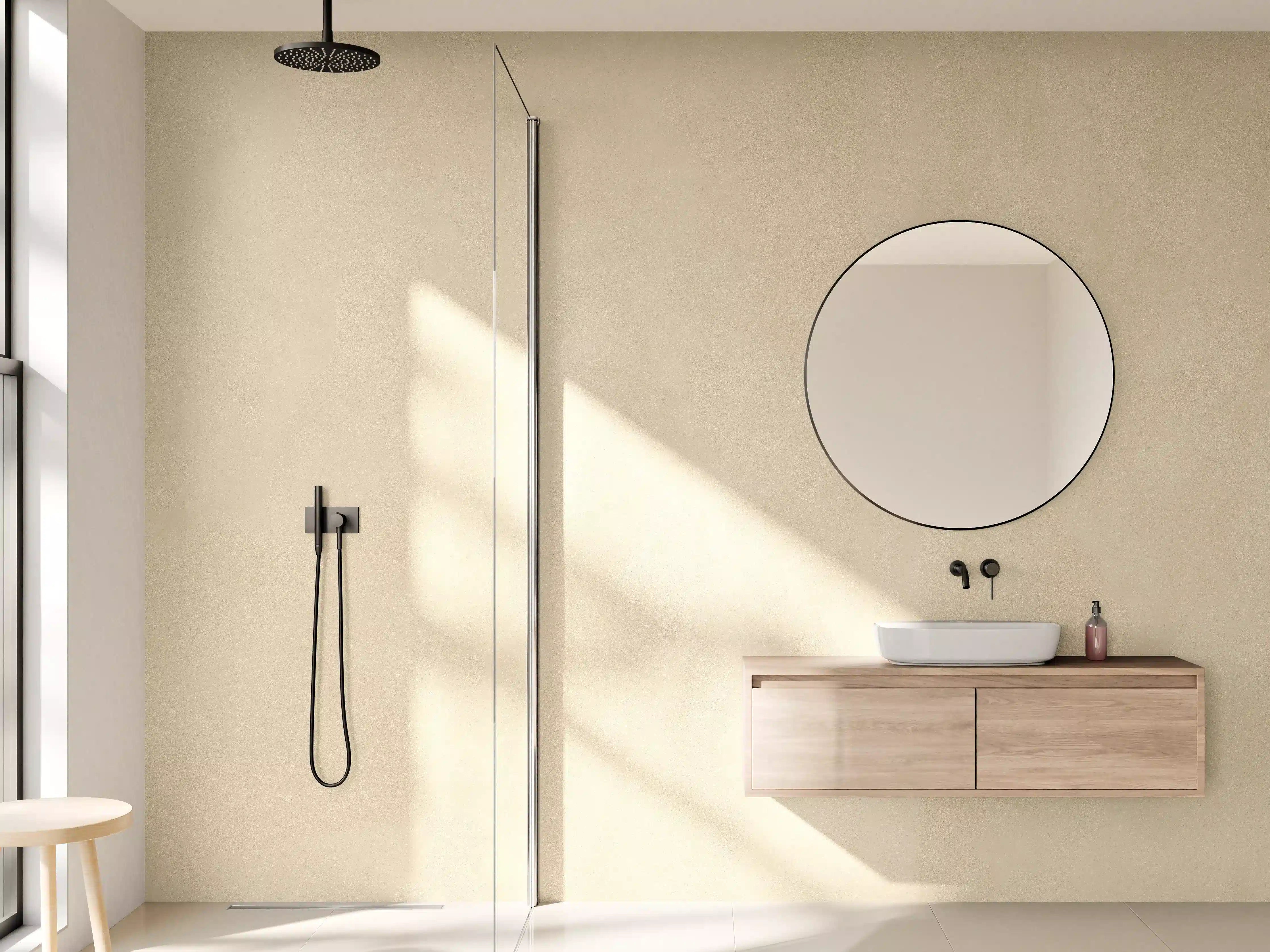 Wandverkleidung Bad - Helle, unifarbene Wand mit sanften Nuancen