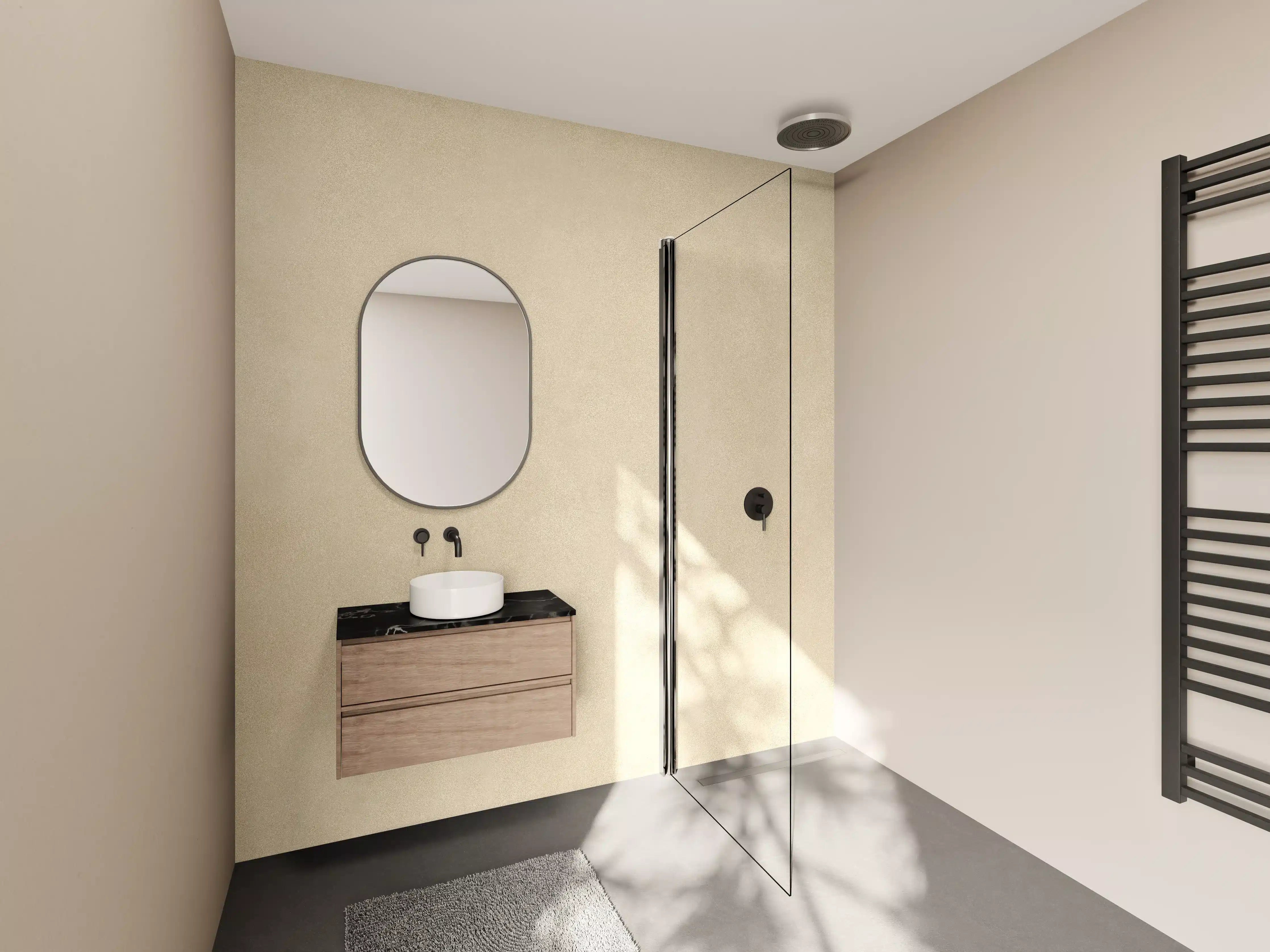 Wandverkleidung Bad - Helle, unifarbene Wand mit sanften Nuancen