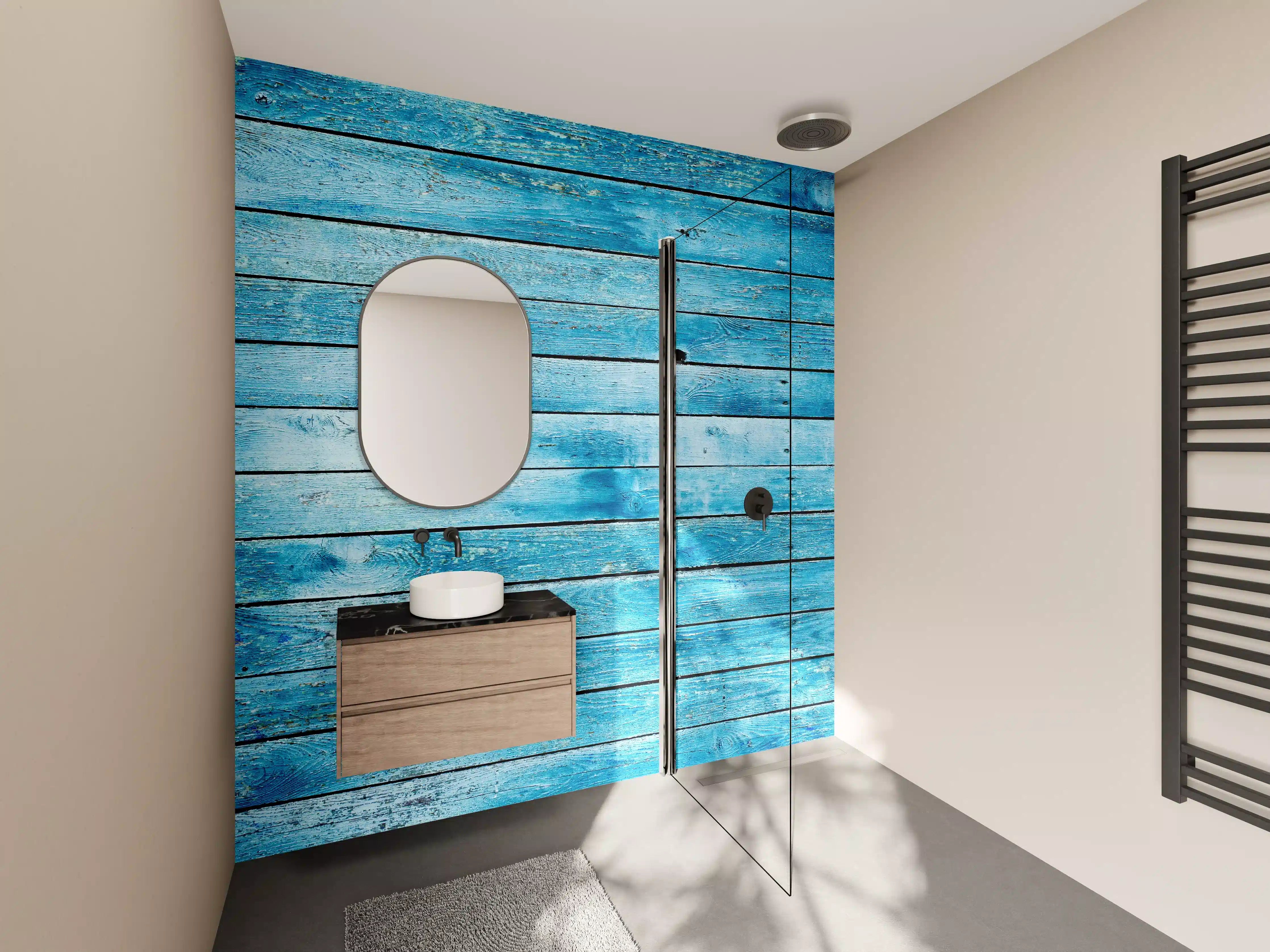 Wandverkleidung Bad - Heller blauer Holzwand mit strukturellen Details