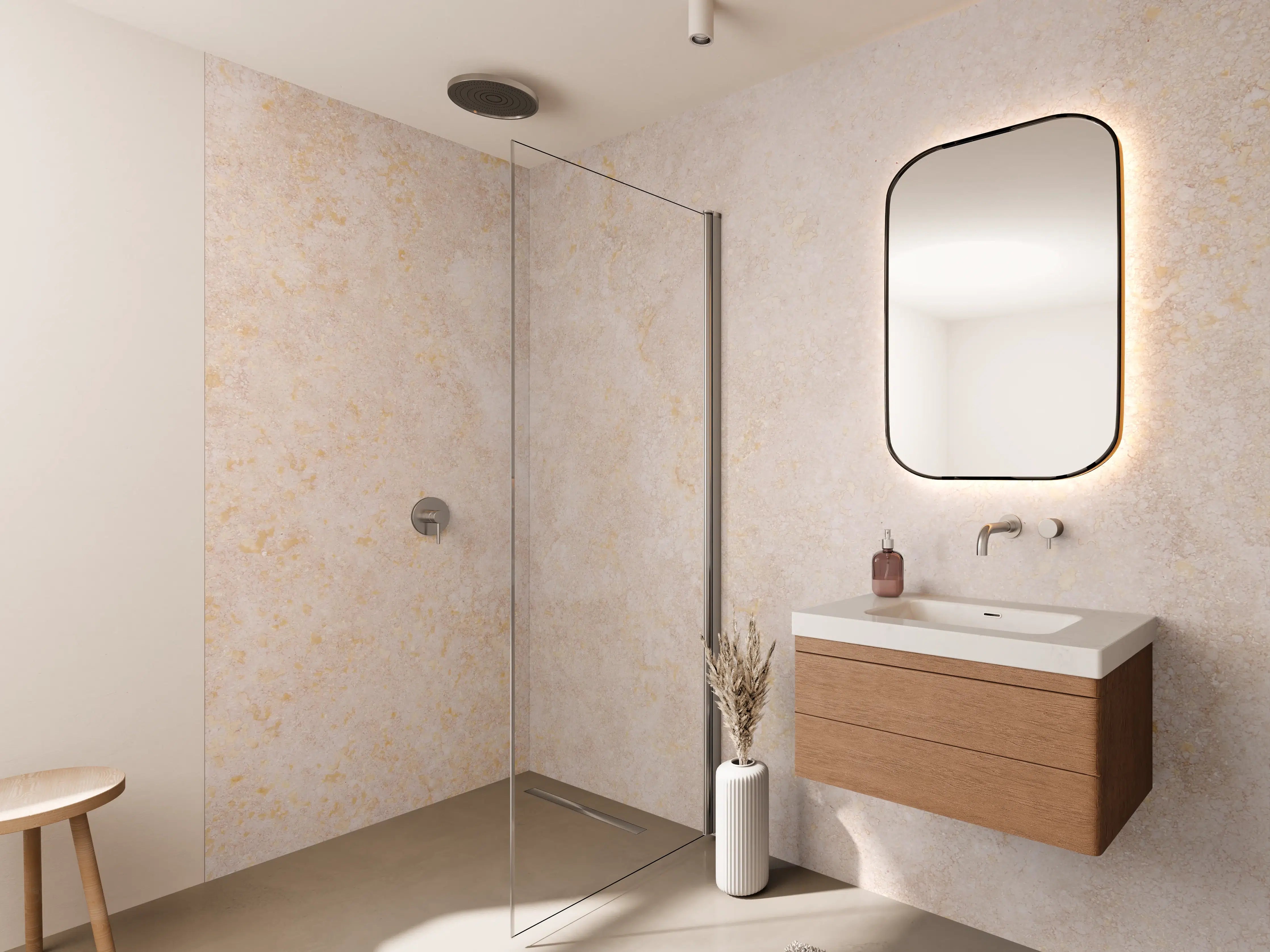 Wandverkleidung Bad - Helles Beige-Muster mit zarter Textur