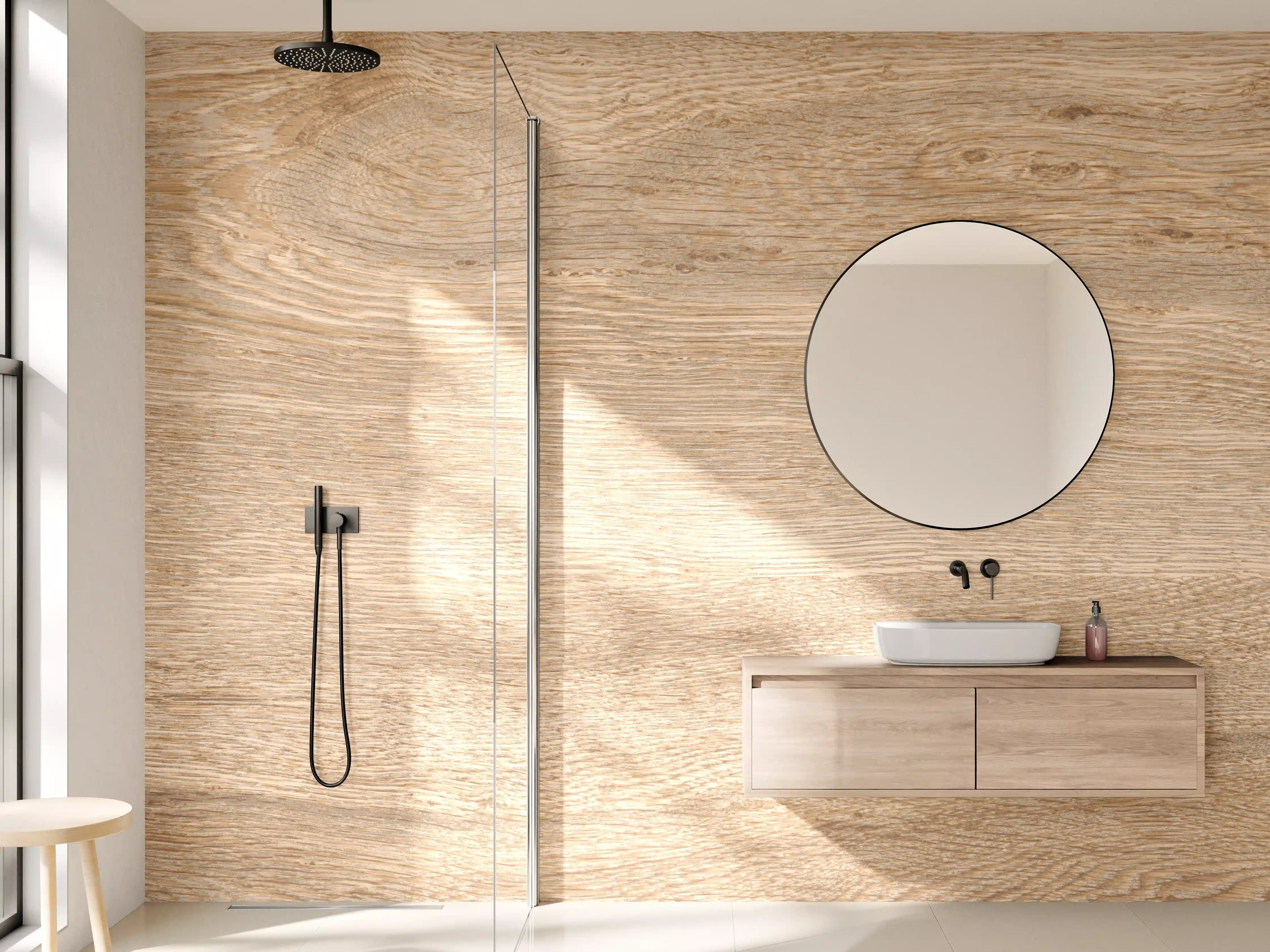 Wandverkleidung Bad - Helles trockenes Holz