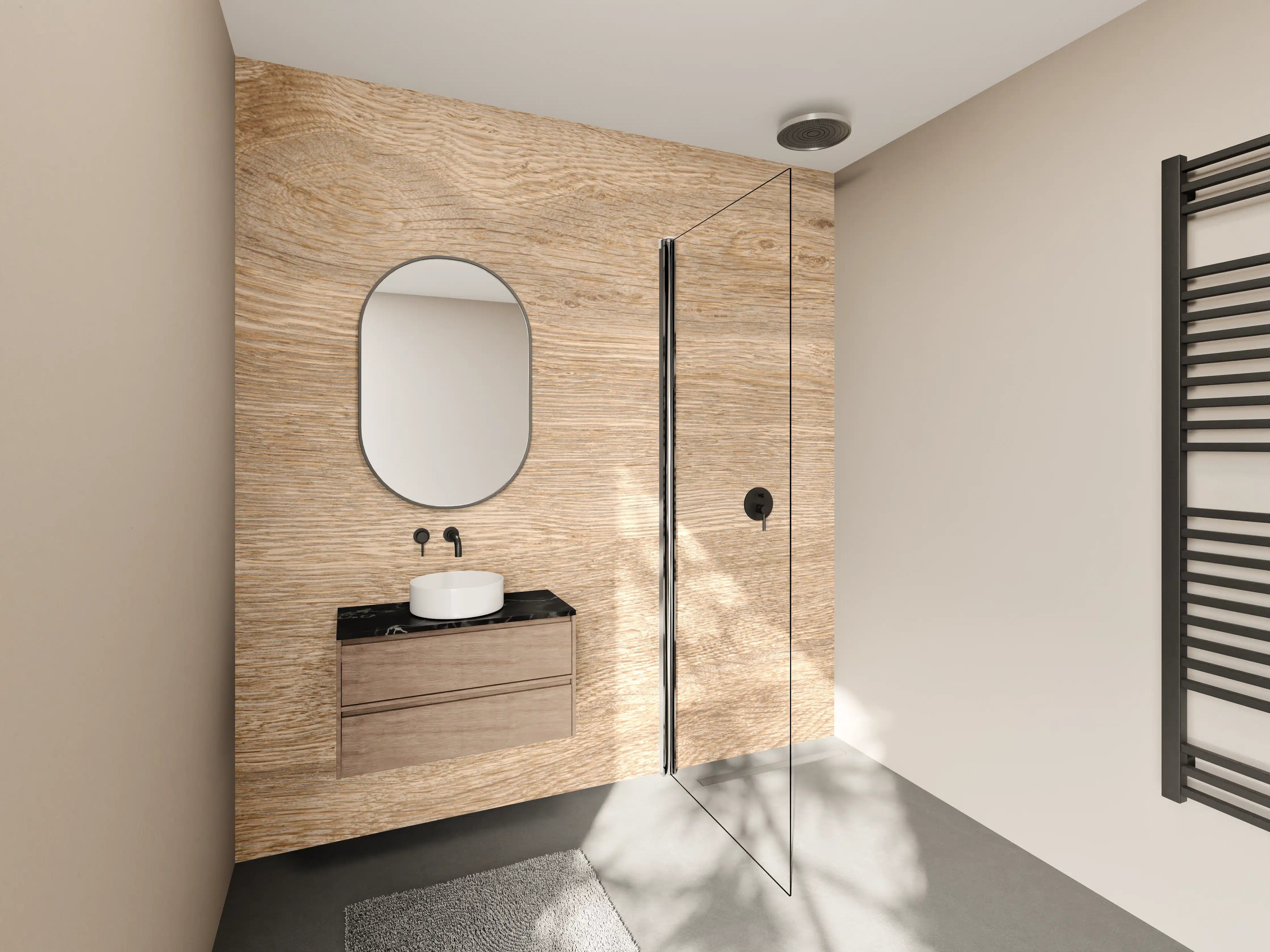 Wandverkleidung Bad - Helles trockenes Holz