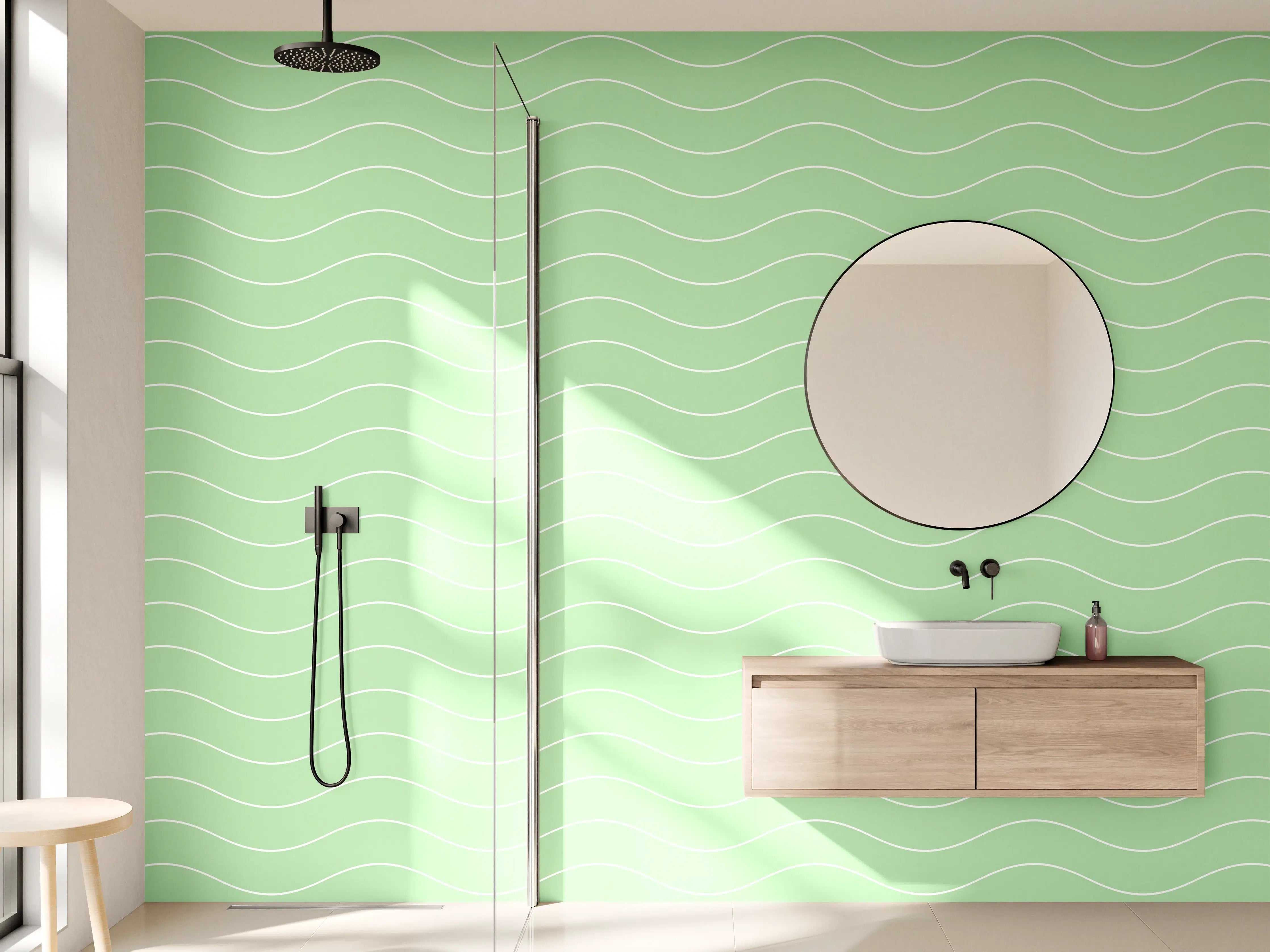 Wandverkleidung Bad - Helles, marmorähnliches Wanddesign in Pastellgrün