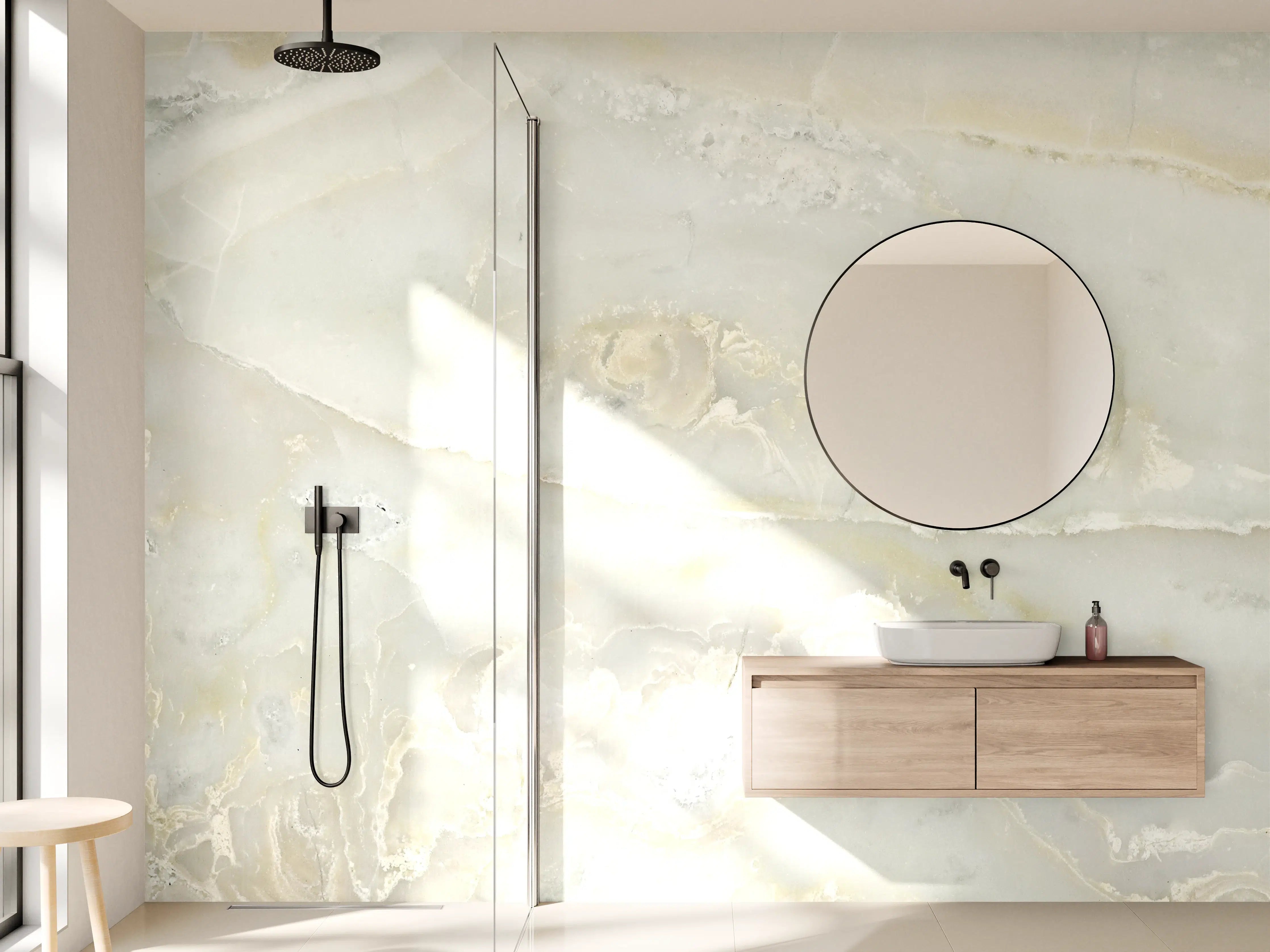 Wandverkleidung Bad - Hellgrüner Marmor