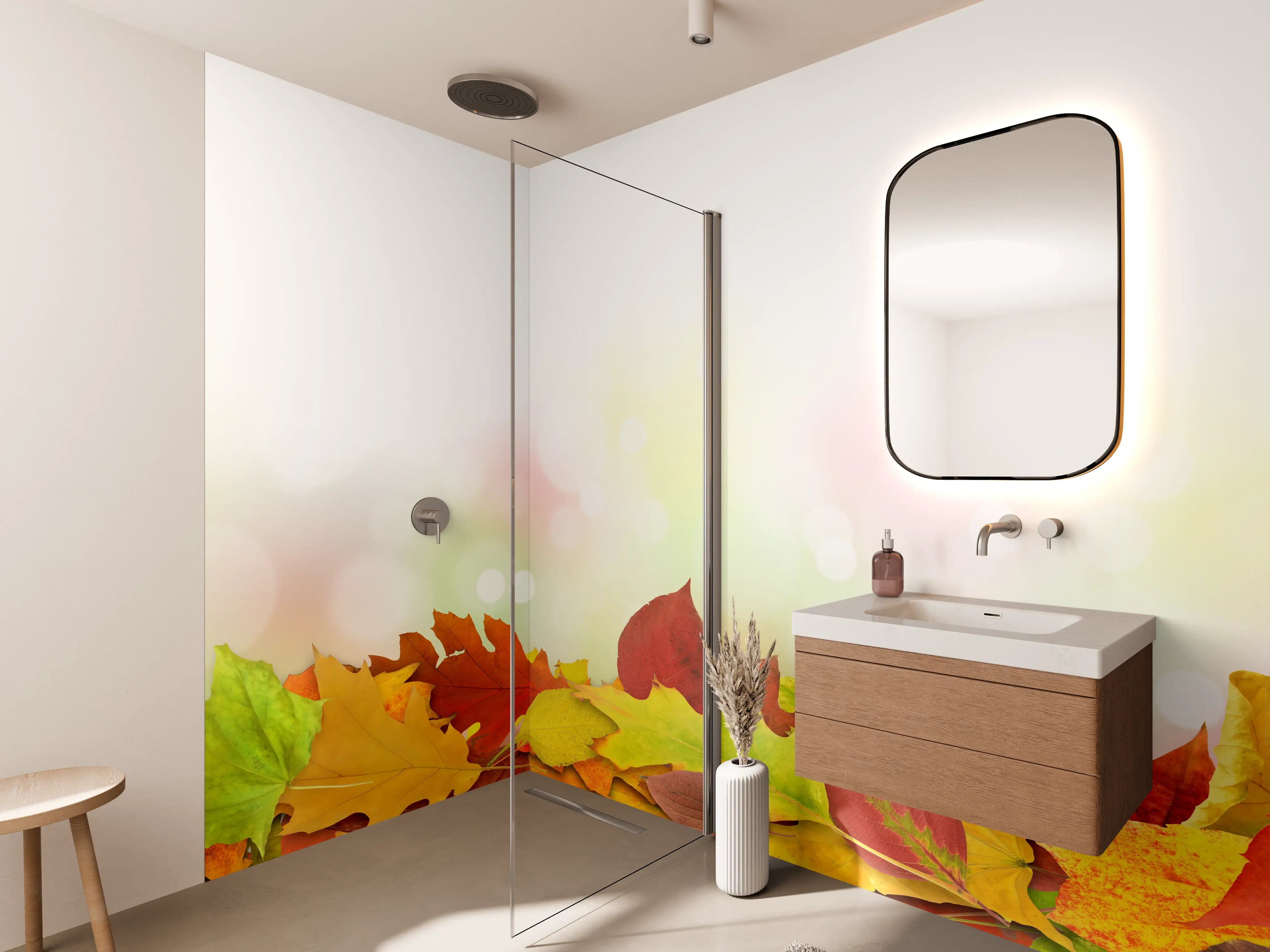 Wandverkleidung Bad - Herbst Fantasie