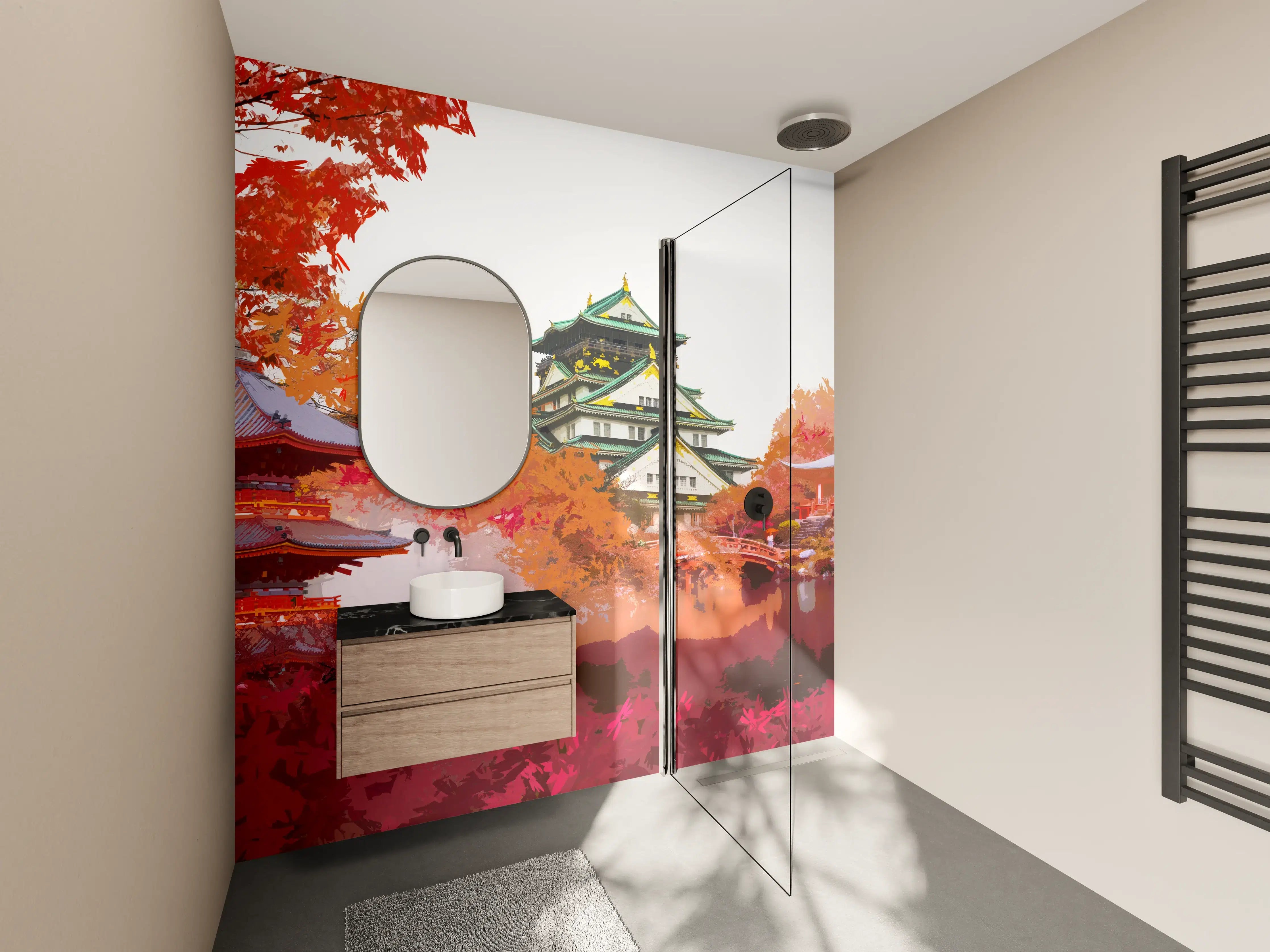 Wandverkleidung Bad - Herbst Japan Reise - Gemälde