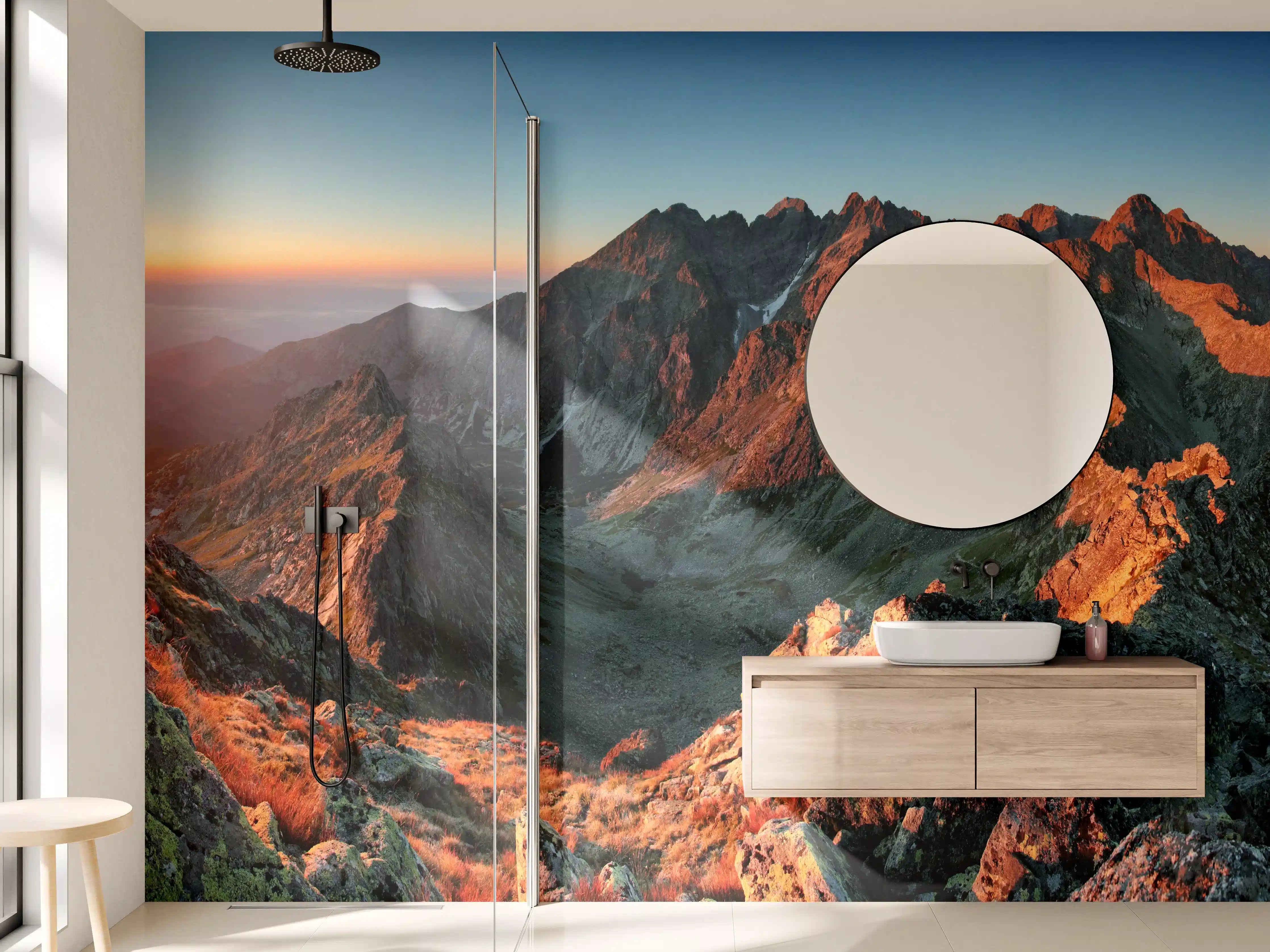 Wandverkleidung Bad - Herbstliche Berglandschaft