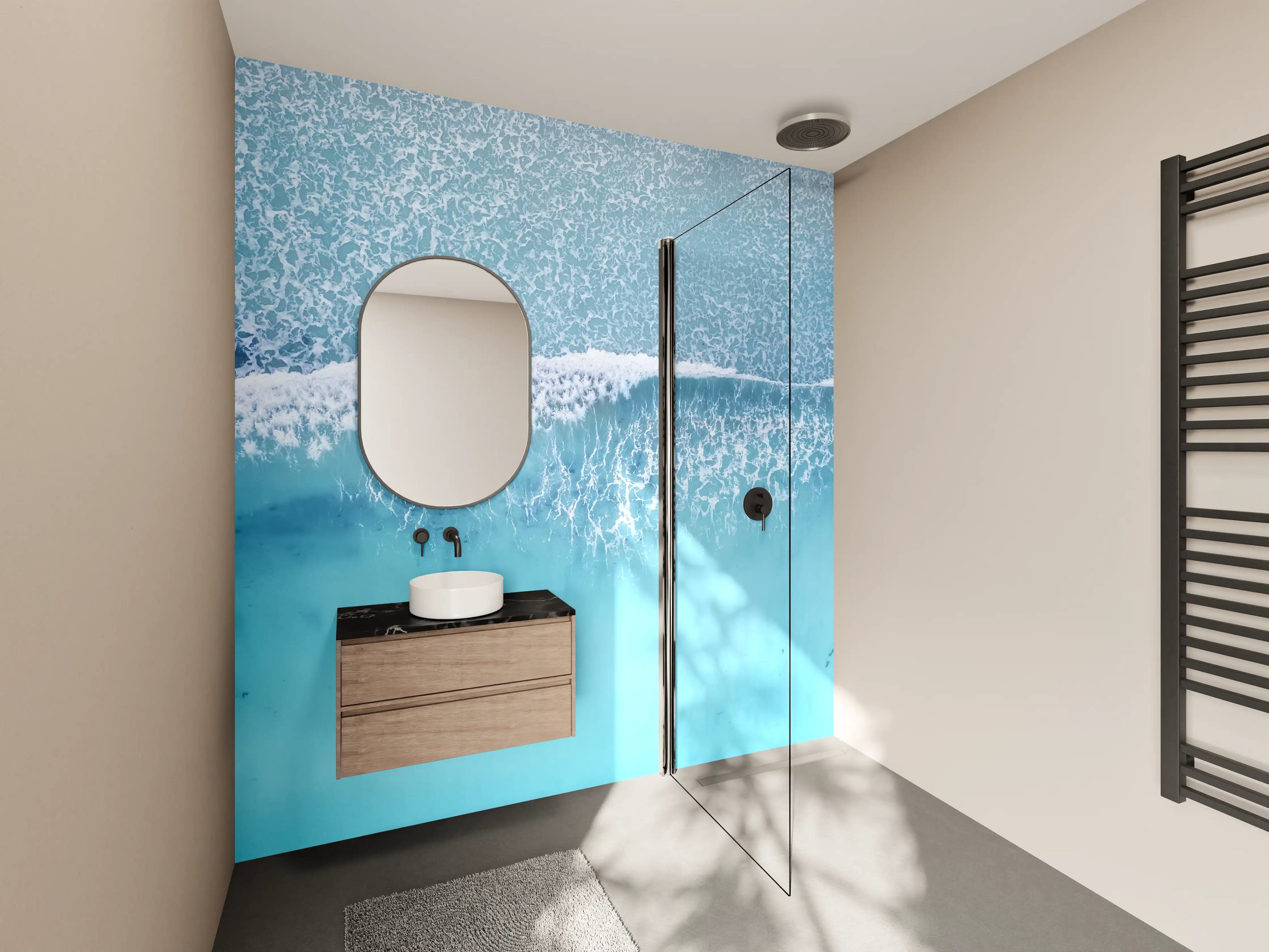 Wandverkleidung Bad - Himmel mit Wolken und Sonnenlicht
