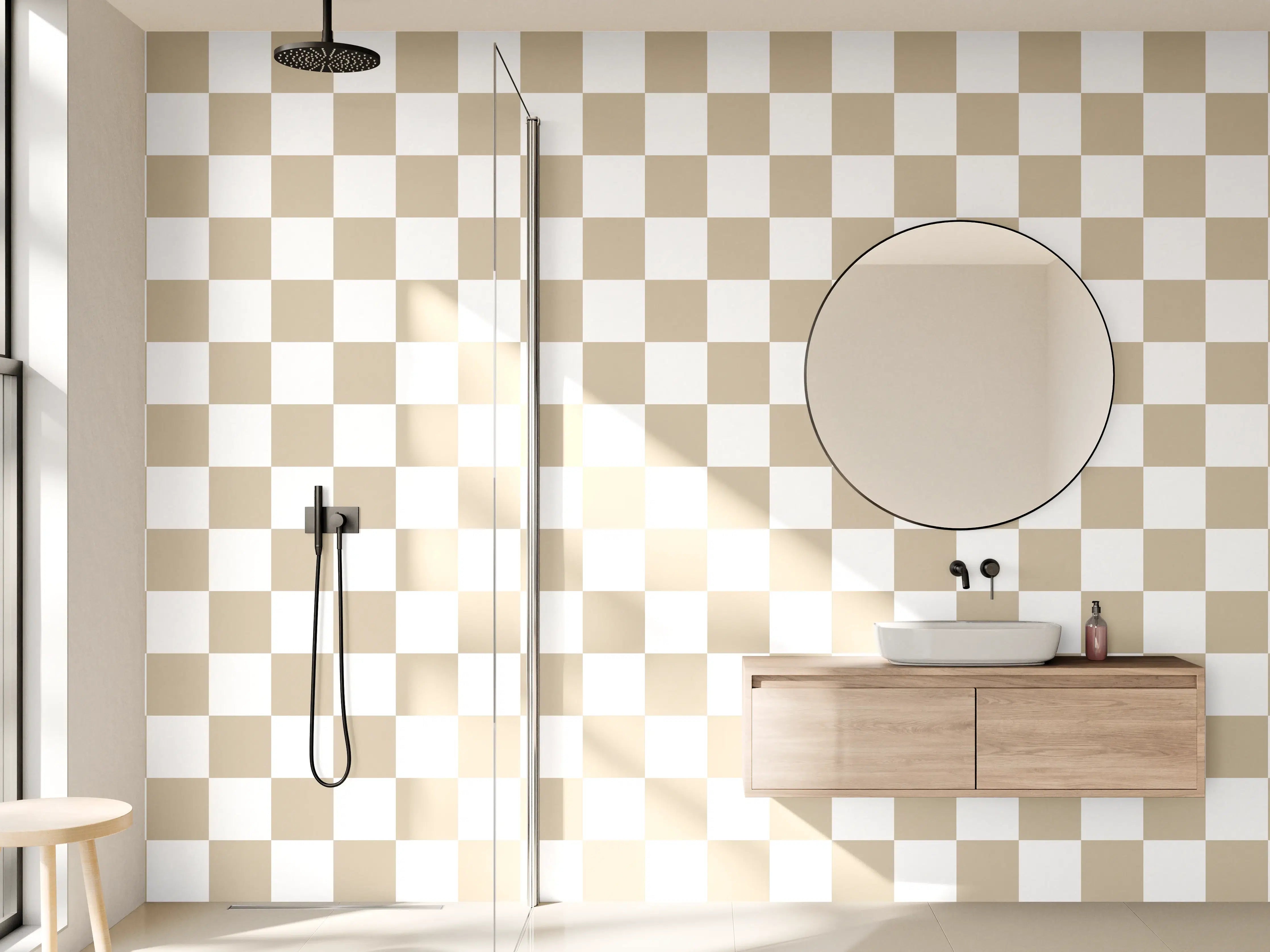 Wandverkleidung Bad - Himmel und Berg in Aquarelltechnik