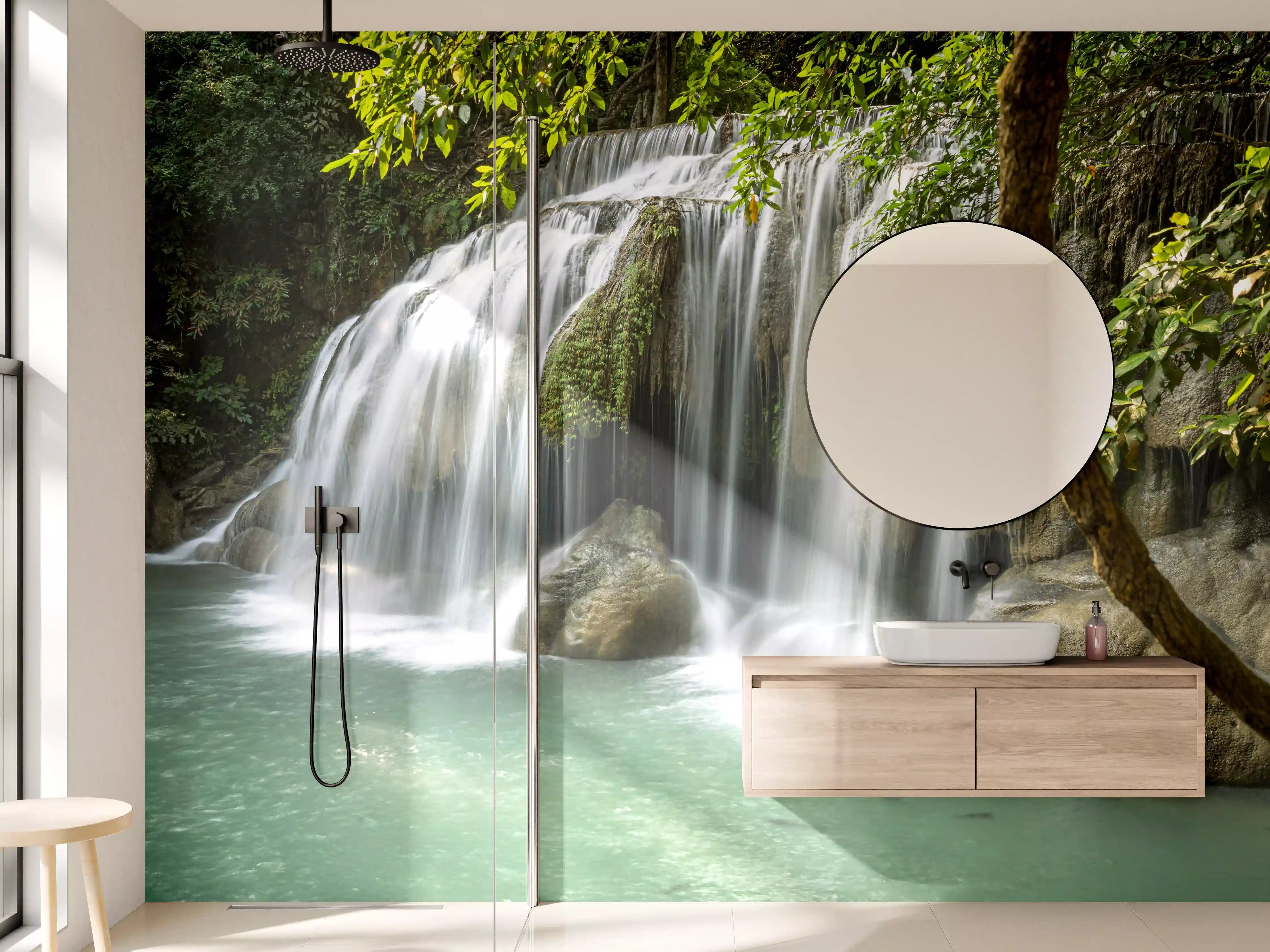 Wandverkleidung Bad - Himmlischer Erawan-Wasserfall - Thailand