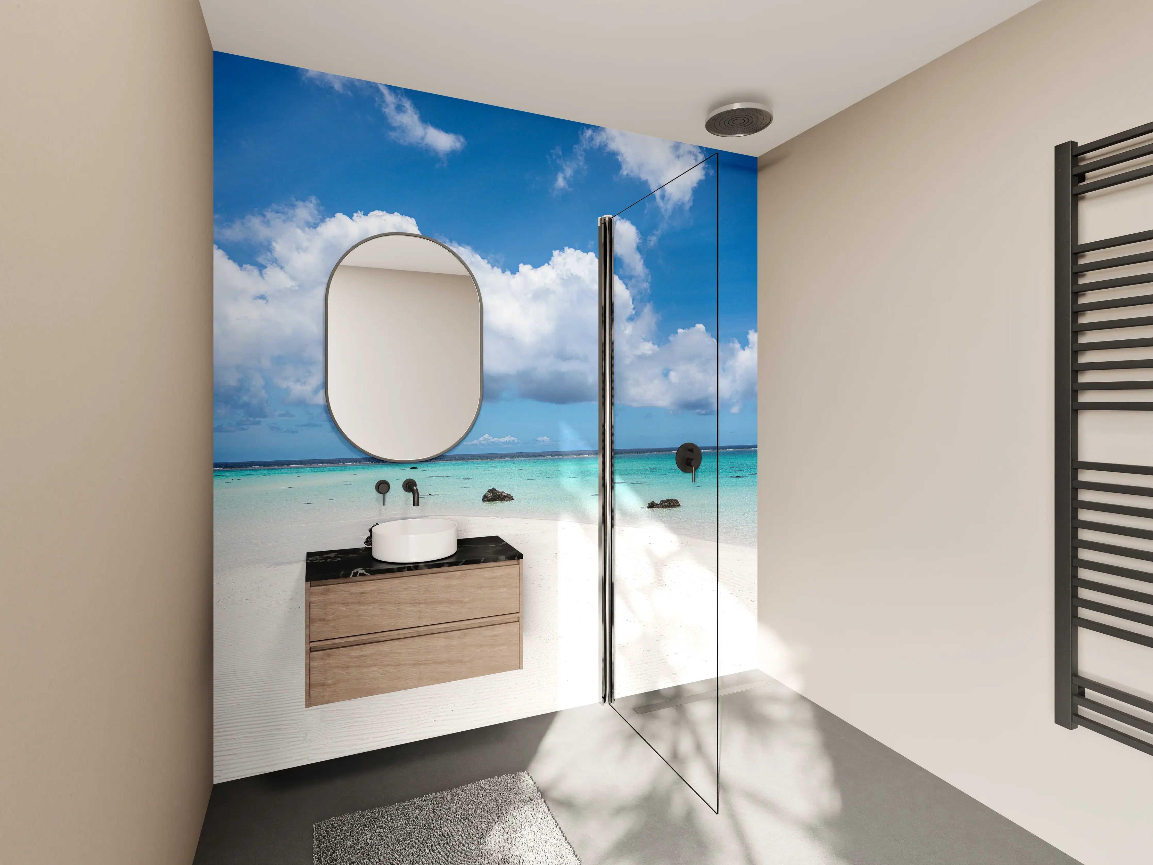 Wandverkleidung Bad - Himmlischer Strand mit türkisblauem Wasser