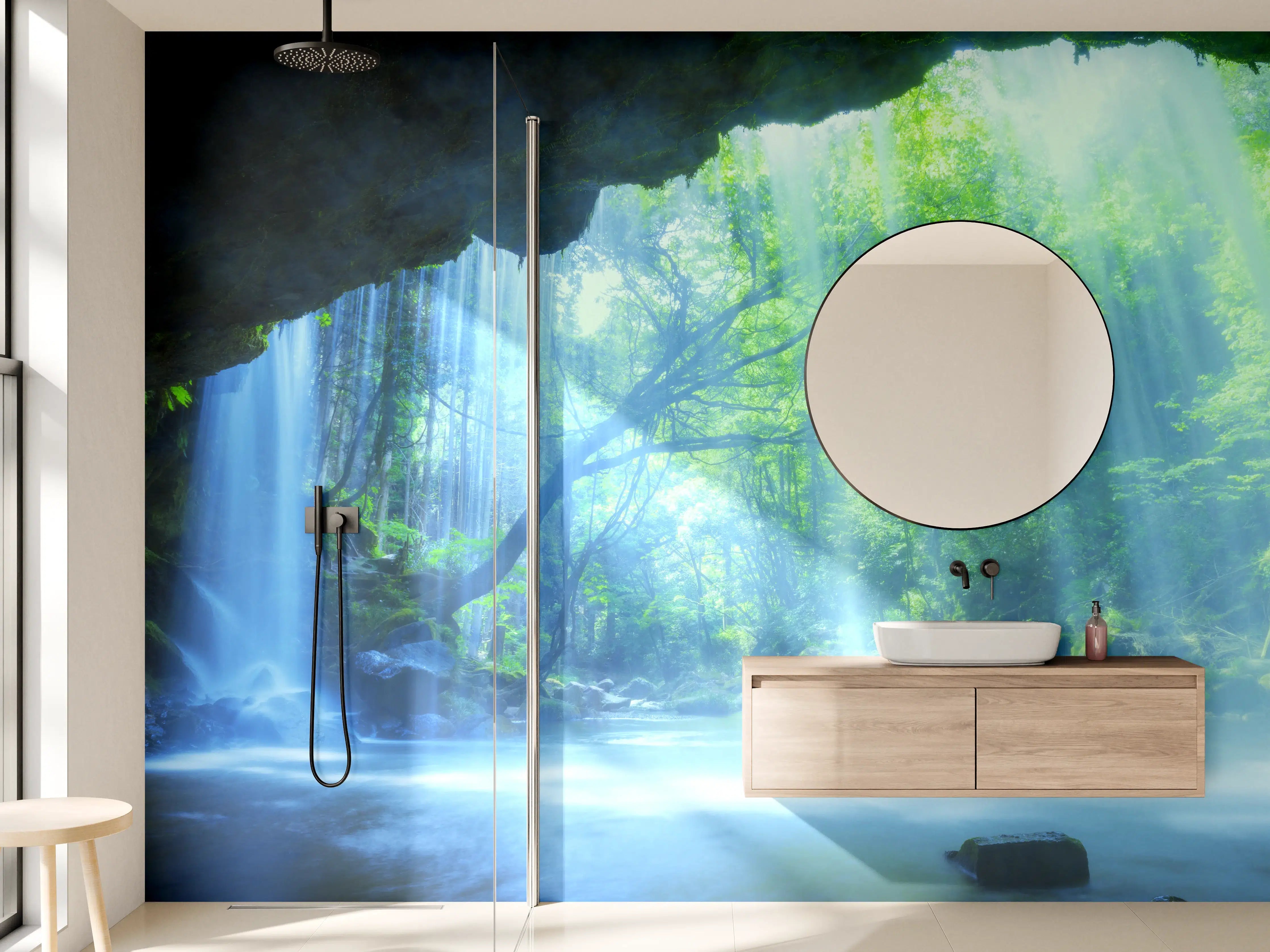 Wandverkleidung Bad - Hinter Nabigataki-Wasserfall Ansicht