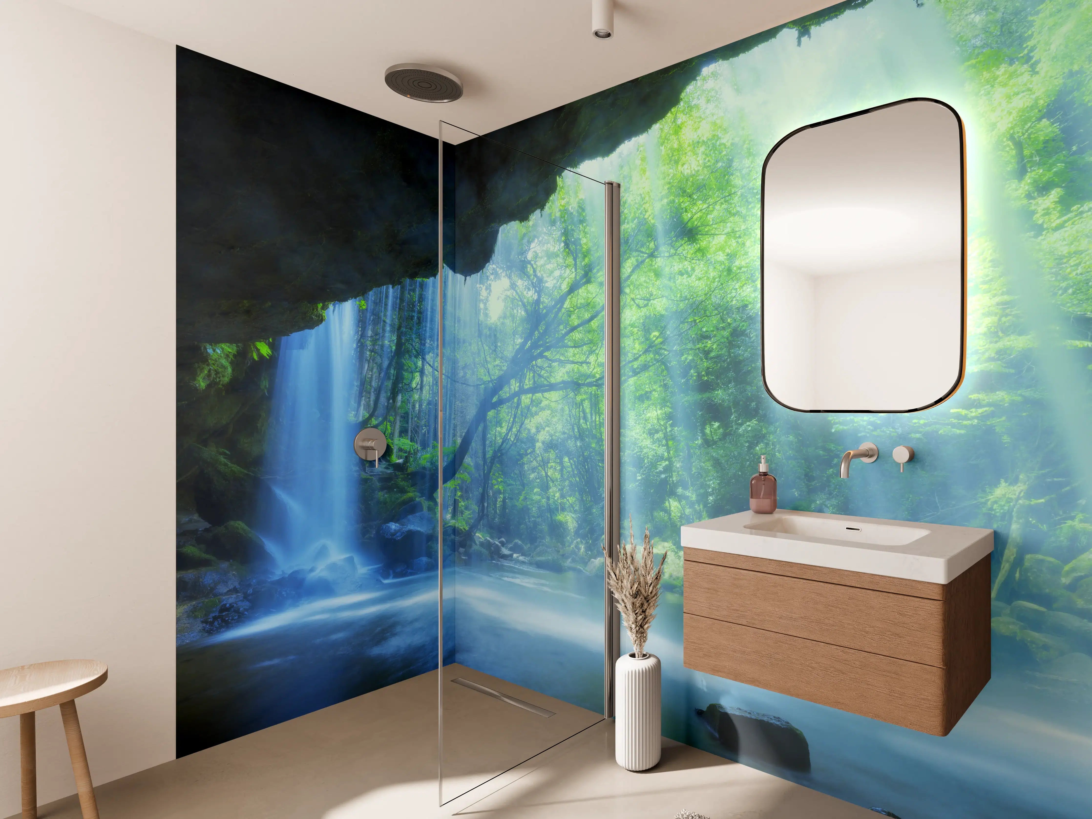 Wandverkleidung Bad - Hinter Nabigataki-Wasserfall Ansicht