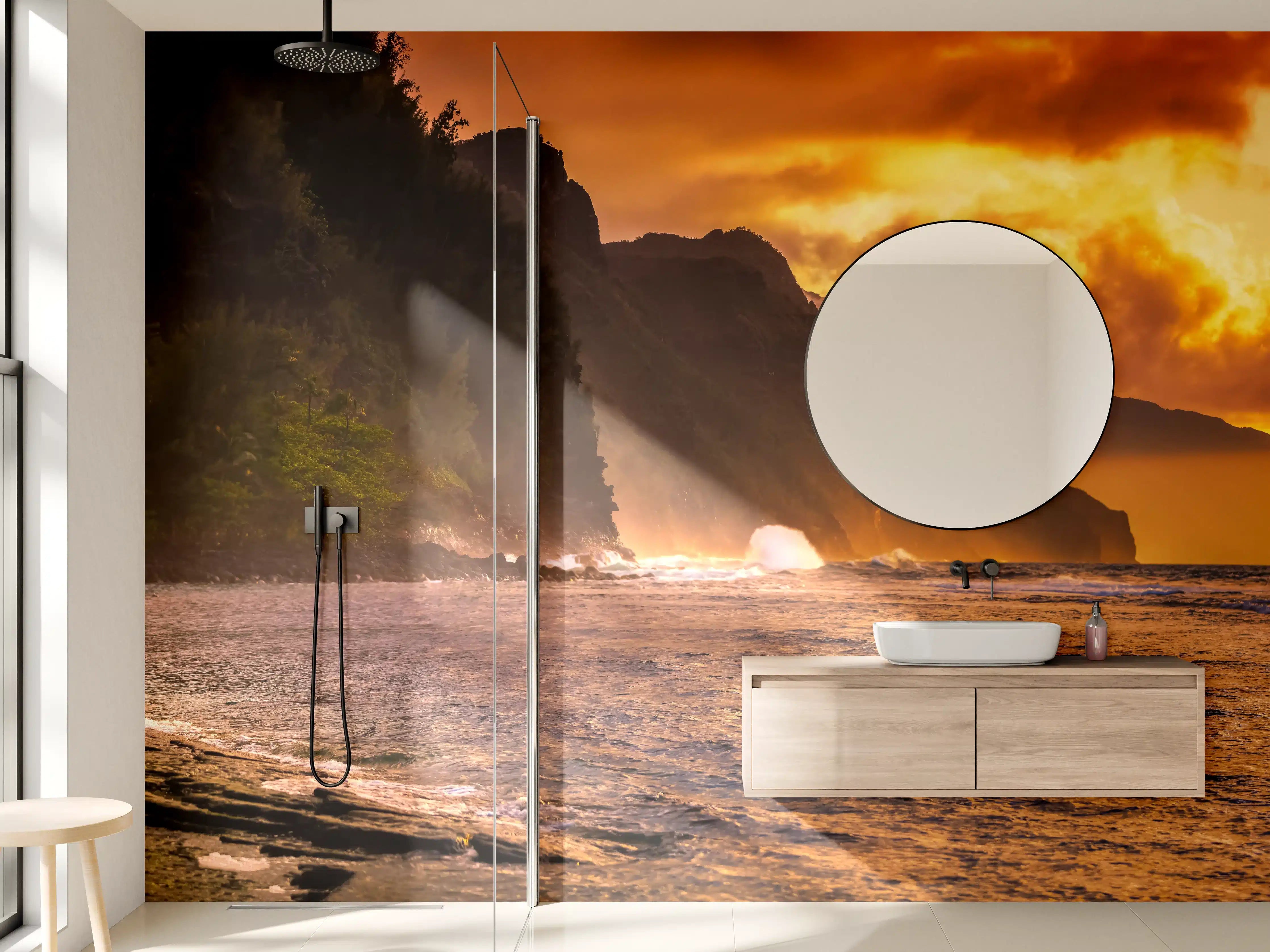 Wandverkleidung Bad - Hochzeitspaar auf Hawaii