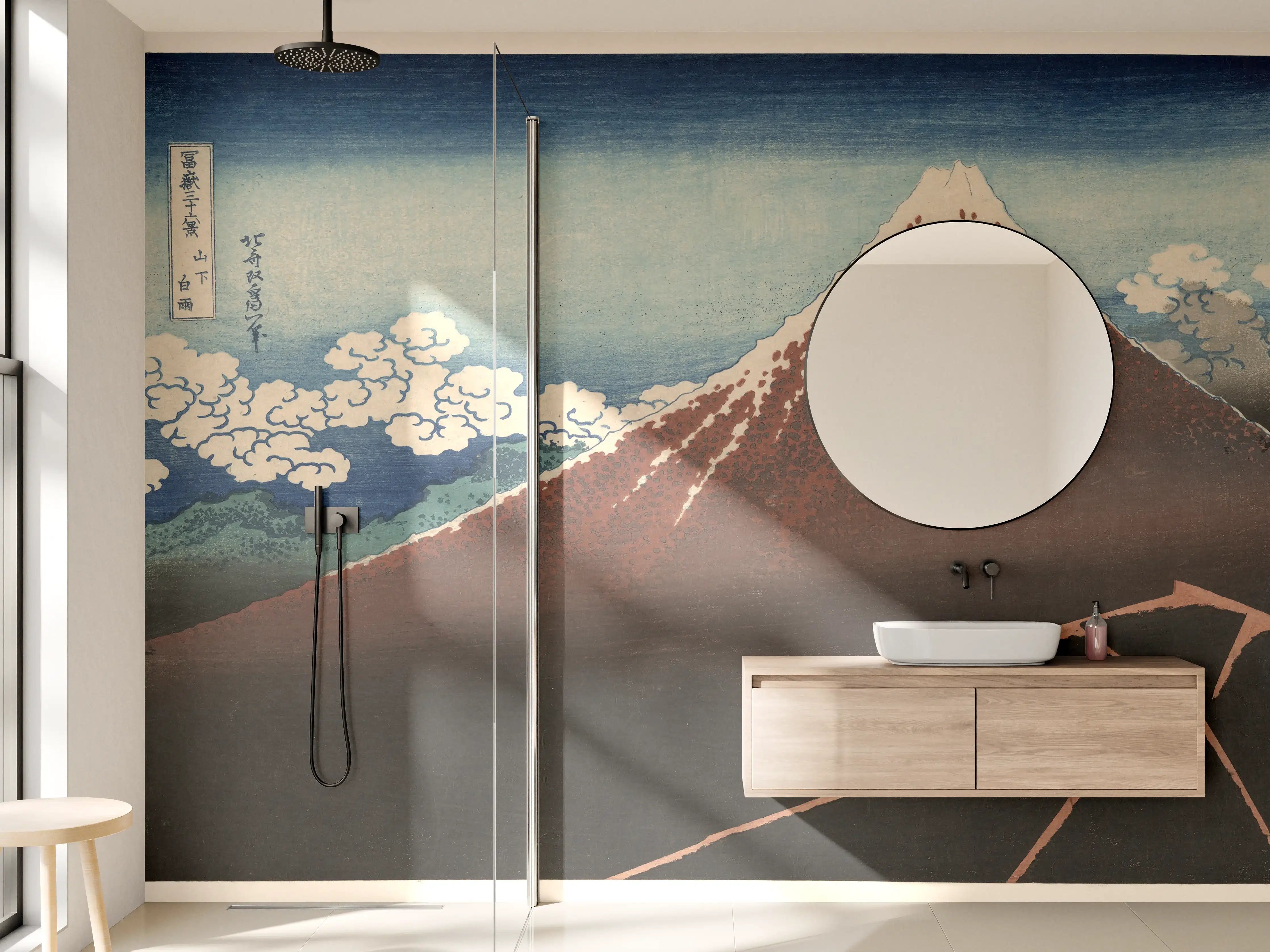 Wandverkleidung Bad - Hokusai Fuji Berglandschaft