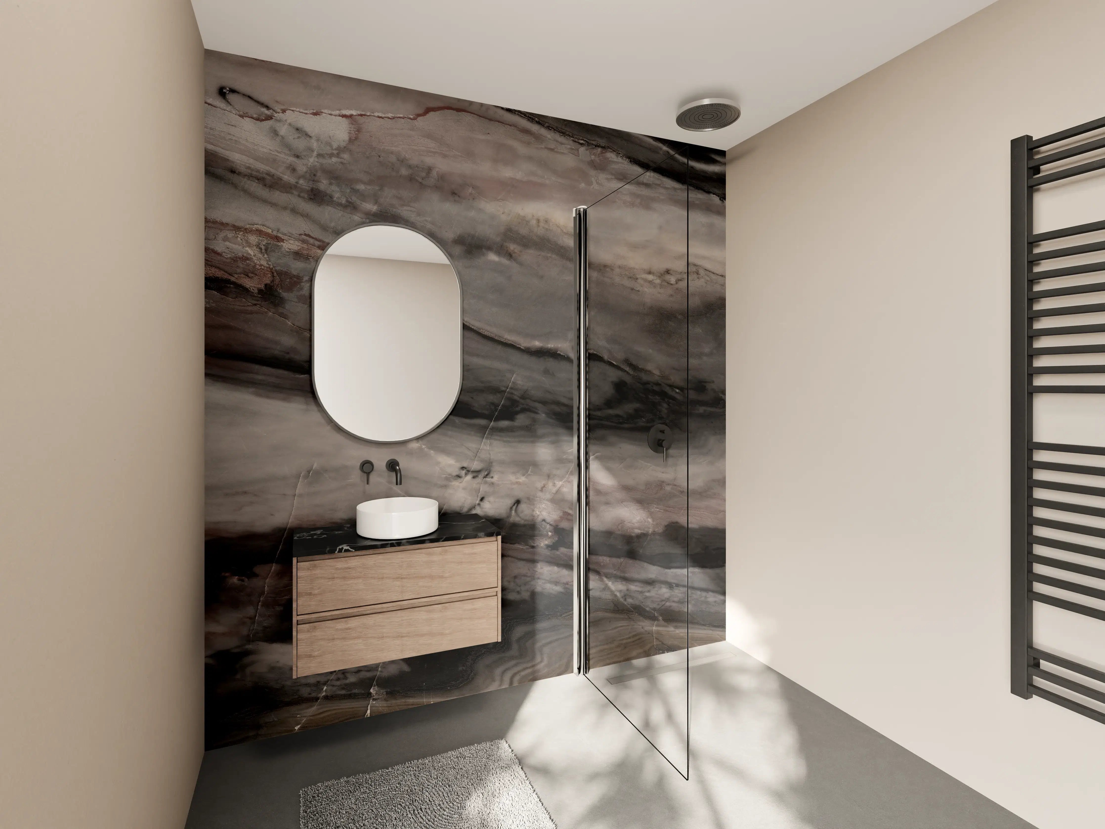 Wandverkleidung Bad - Holz-Marmor Textur