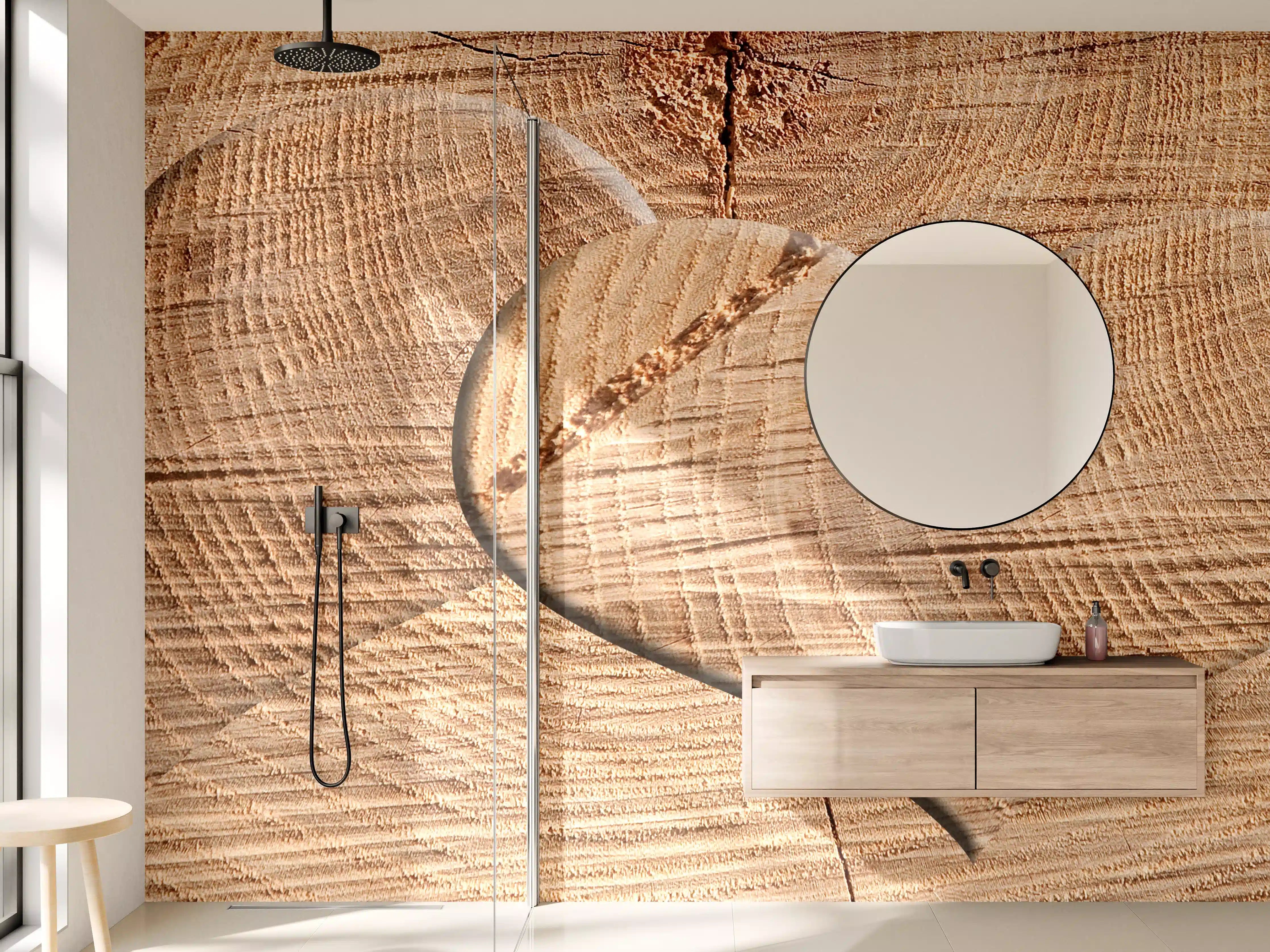 Wandverkleidung Bad - Holzherz mit Rissen