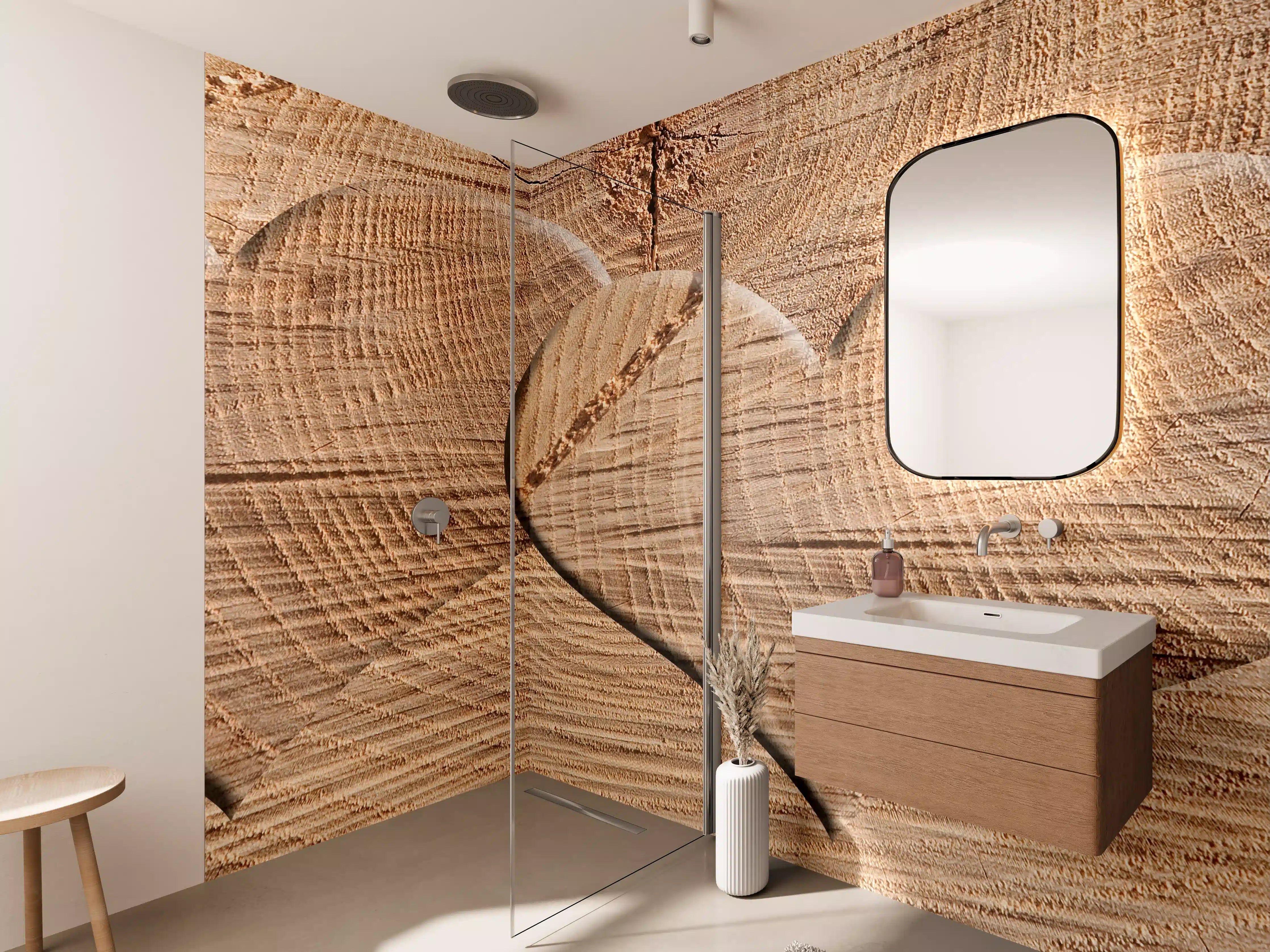 Wandverkleidung Bad - Holzherz mit Rissen