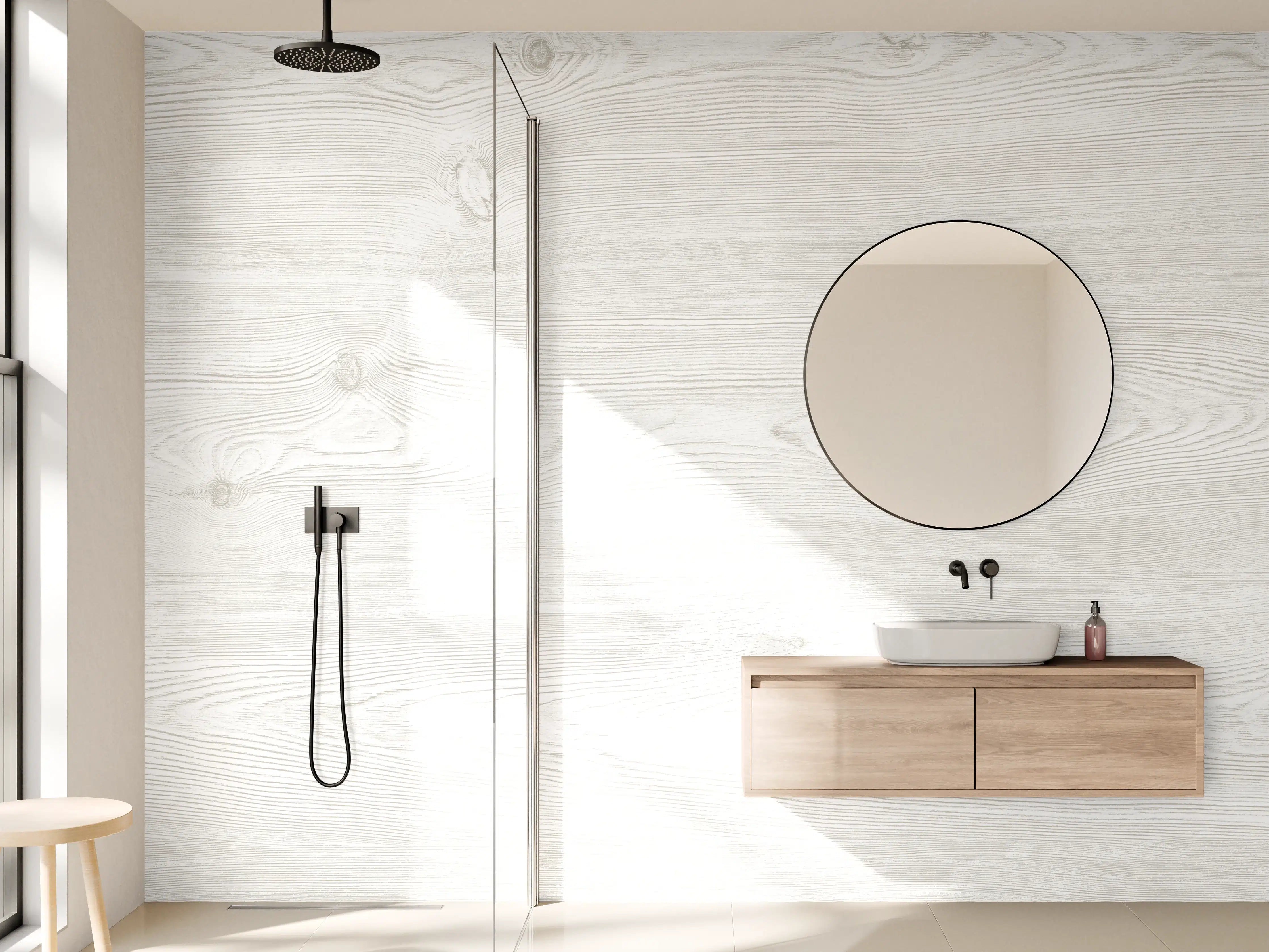 Wandverkleidung Bad - Holzoptik - hell