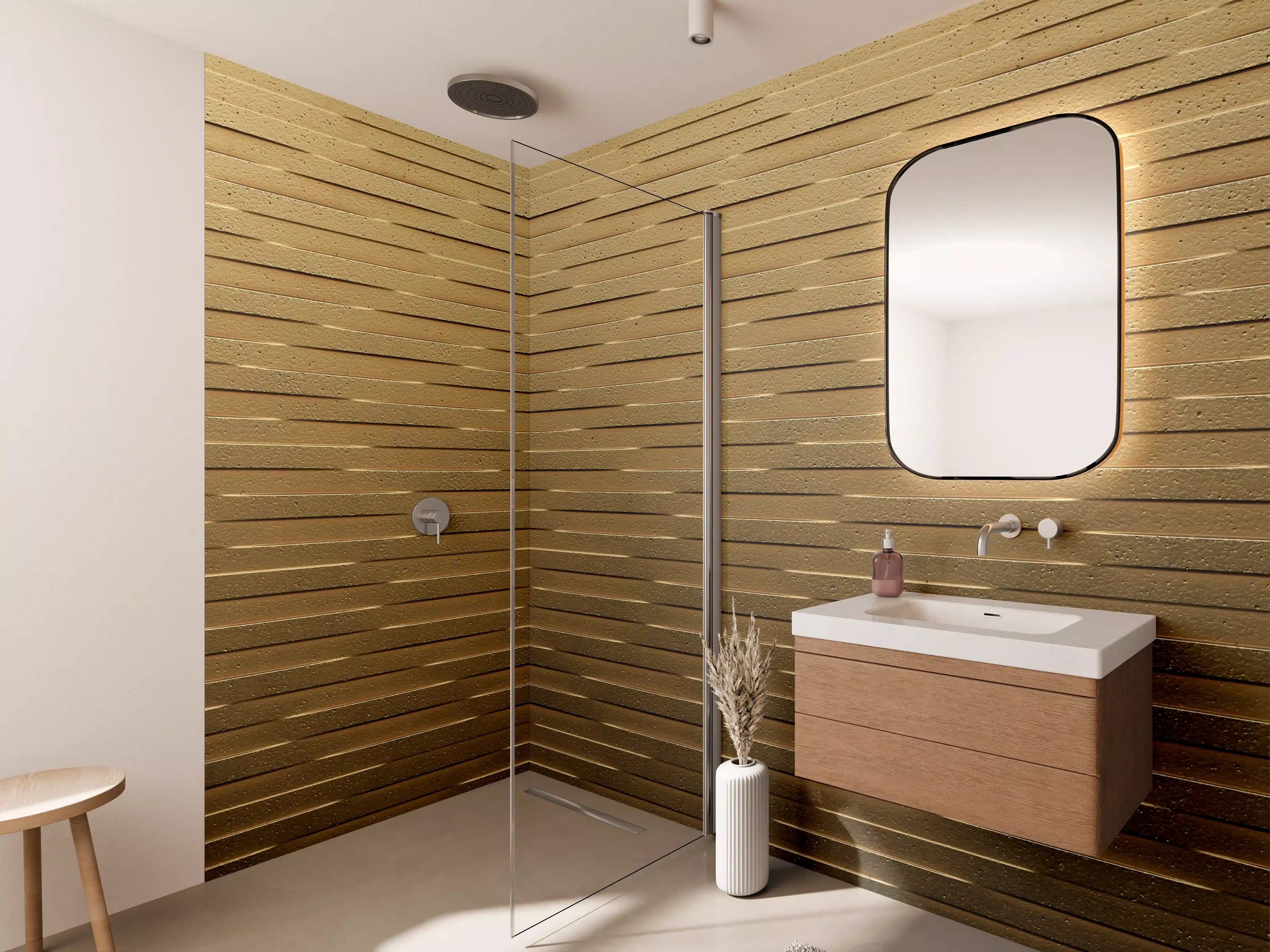 Wandverkleidung Bad - Holzoptik Naturholz Beige